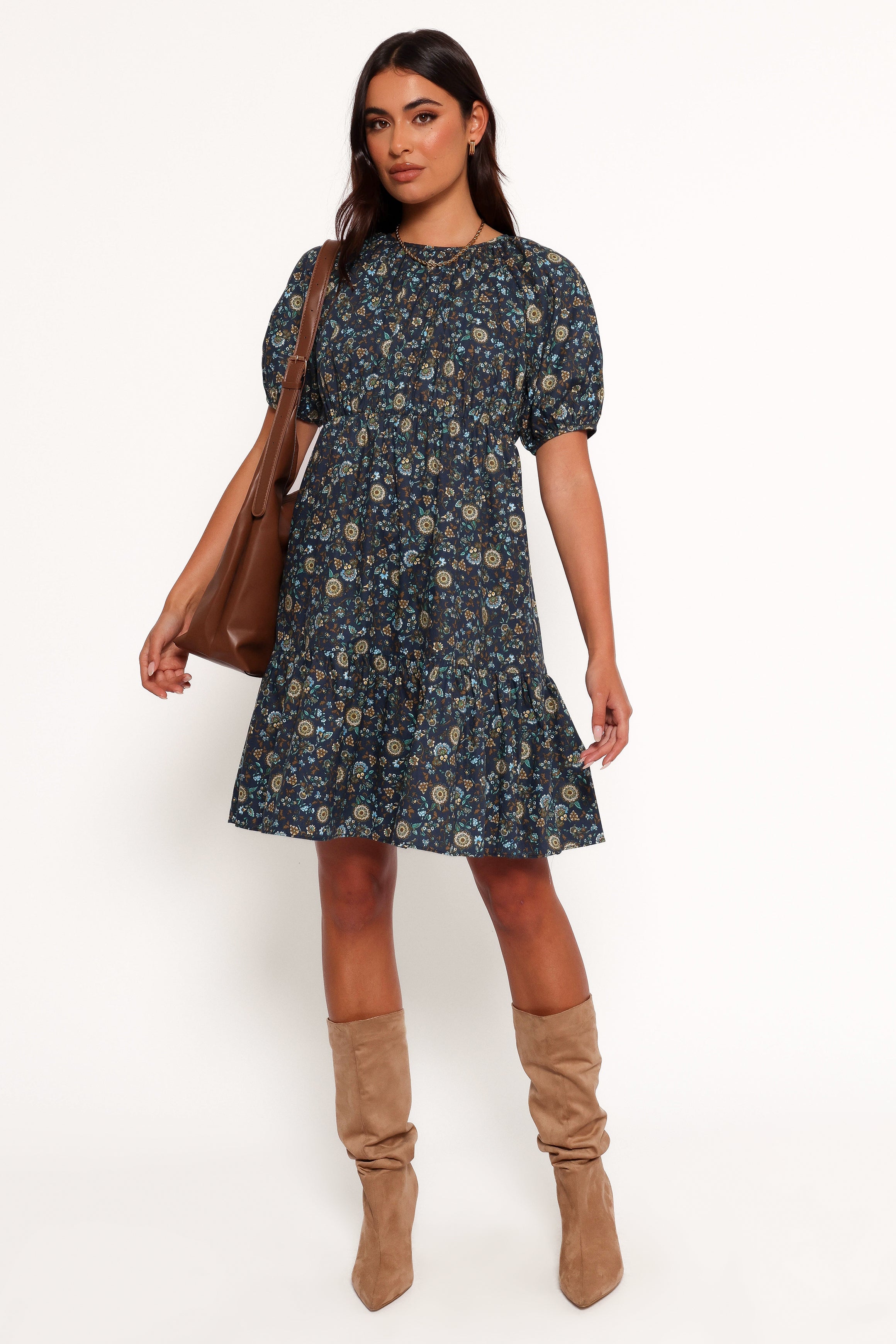 Petal and Pup USA DRESSES Tasmin Midi Dress - Blue Floral