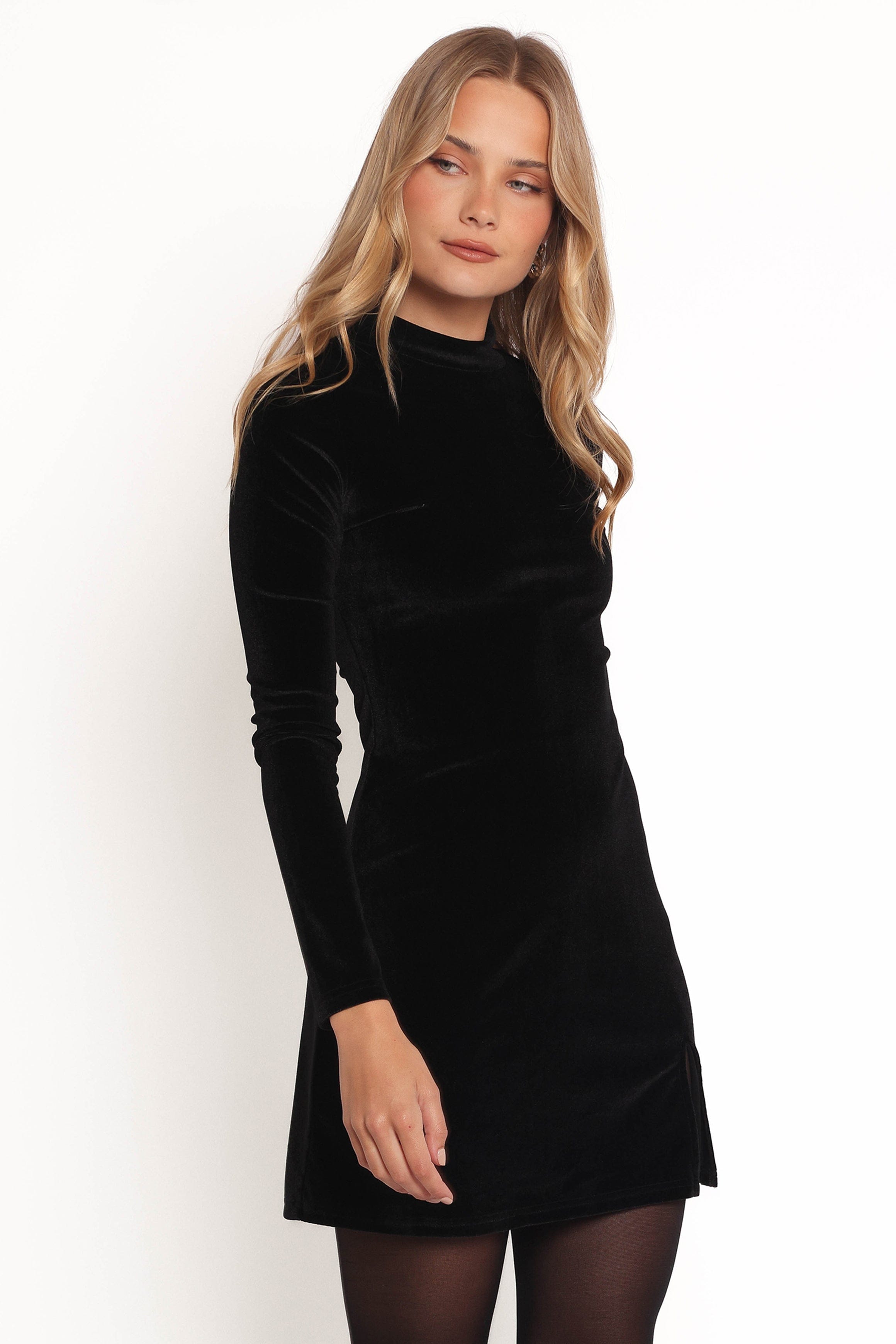 Petal and Pup USA DRESSES Taylor Velvet Mini Dress - Black