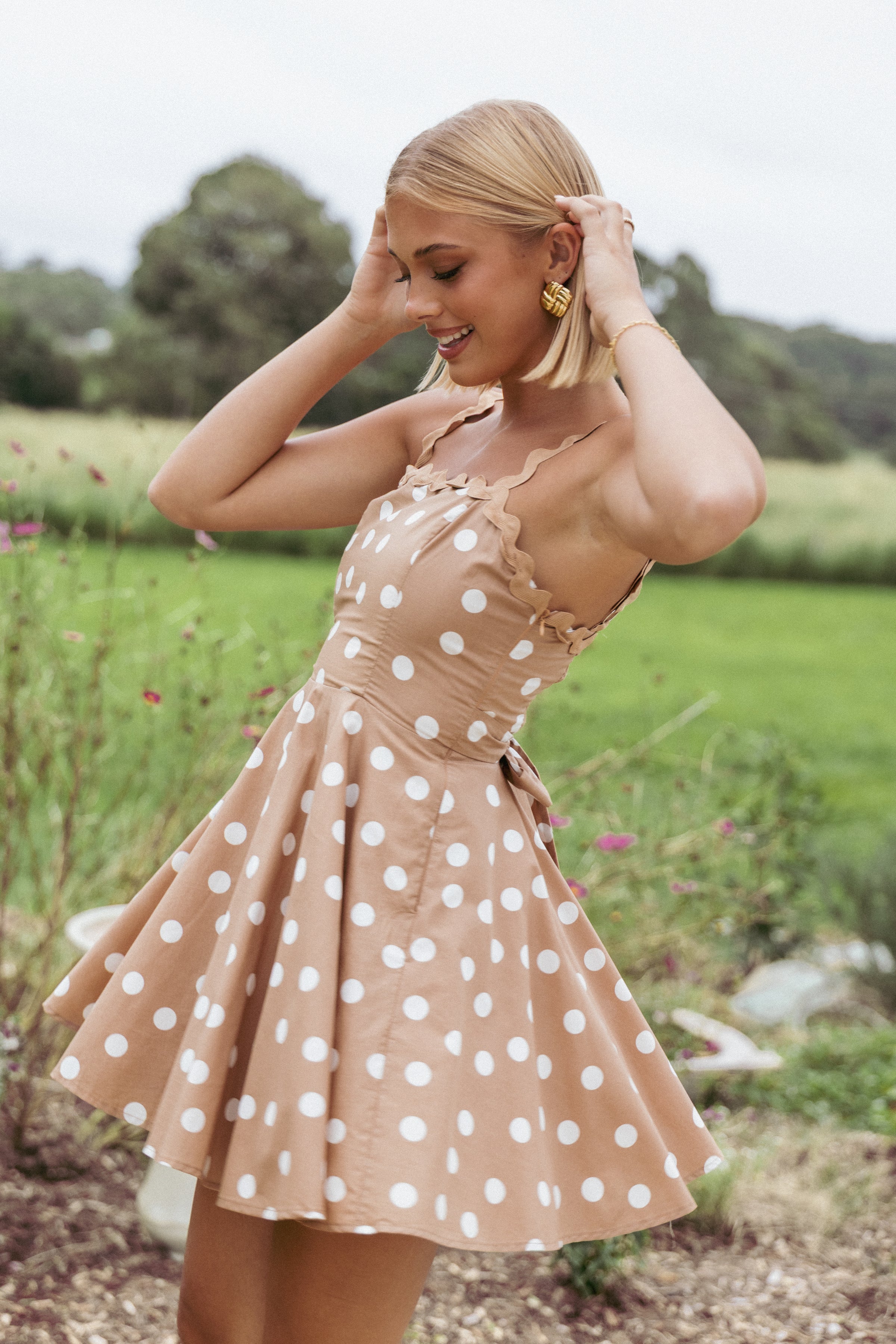 Petal and Pup USA DRESSES Teaghan Mini Dress - Light Mocha