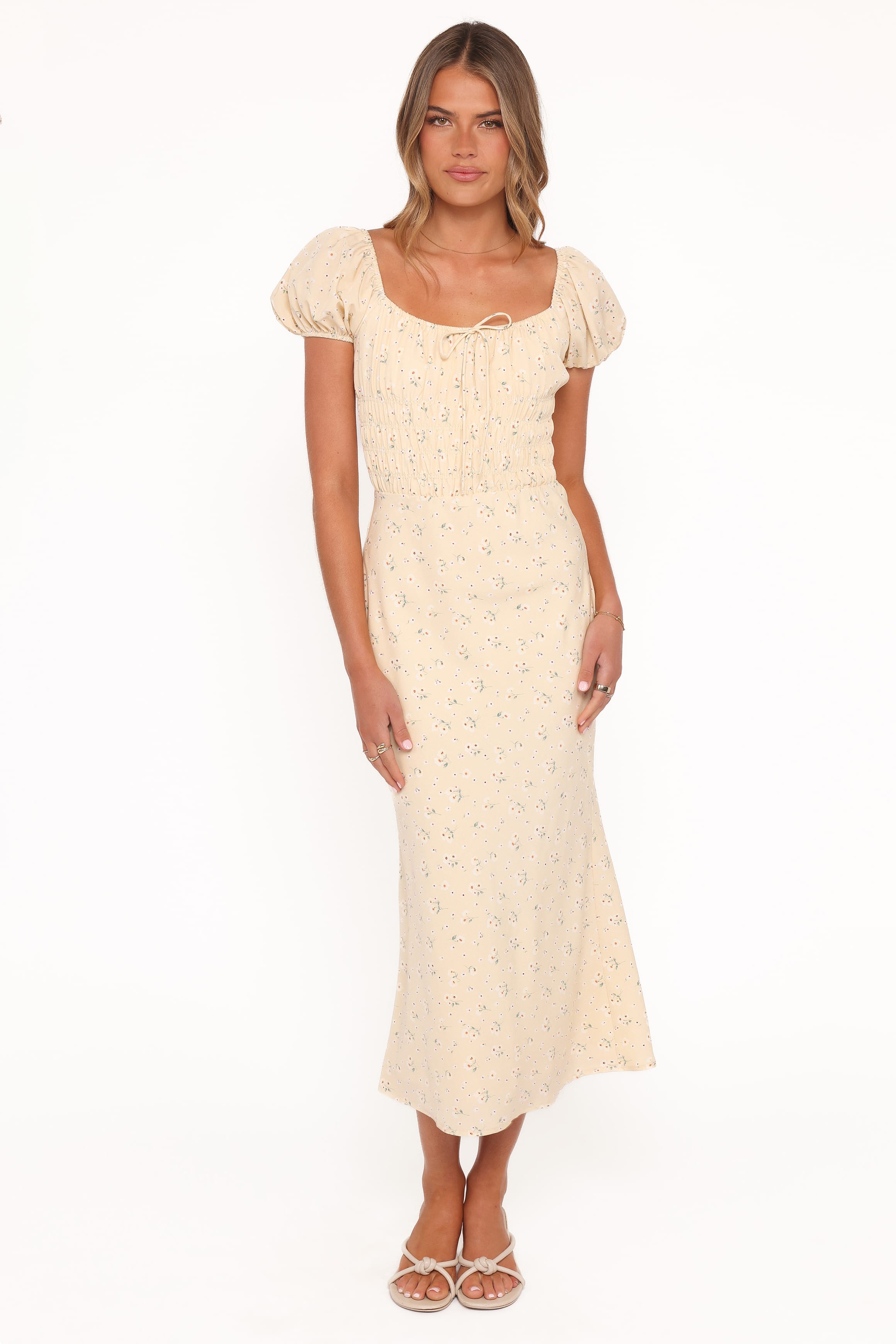 Petal and Pup USA DRESSES Teigan Midi Dress - Yellow Floral