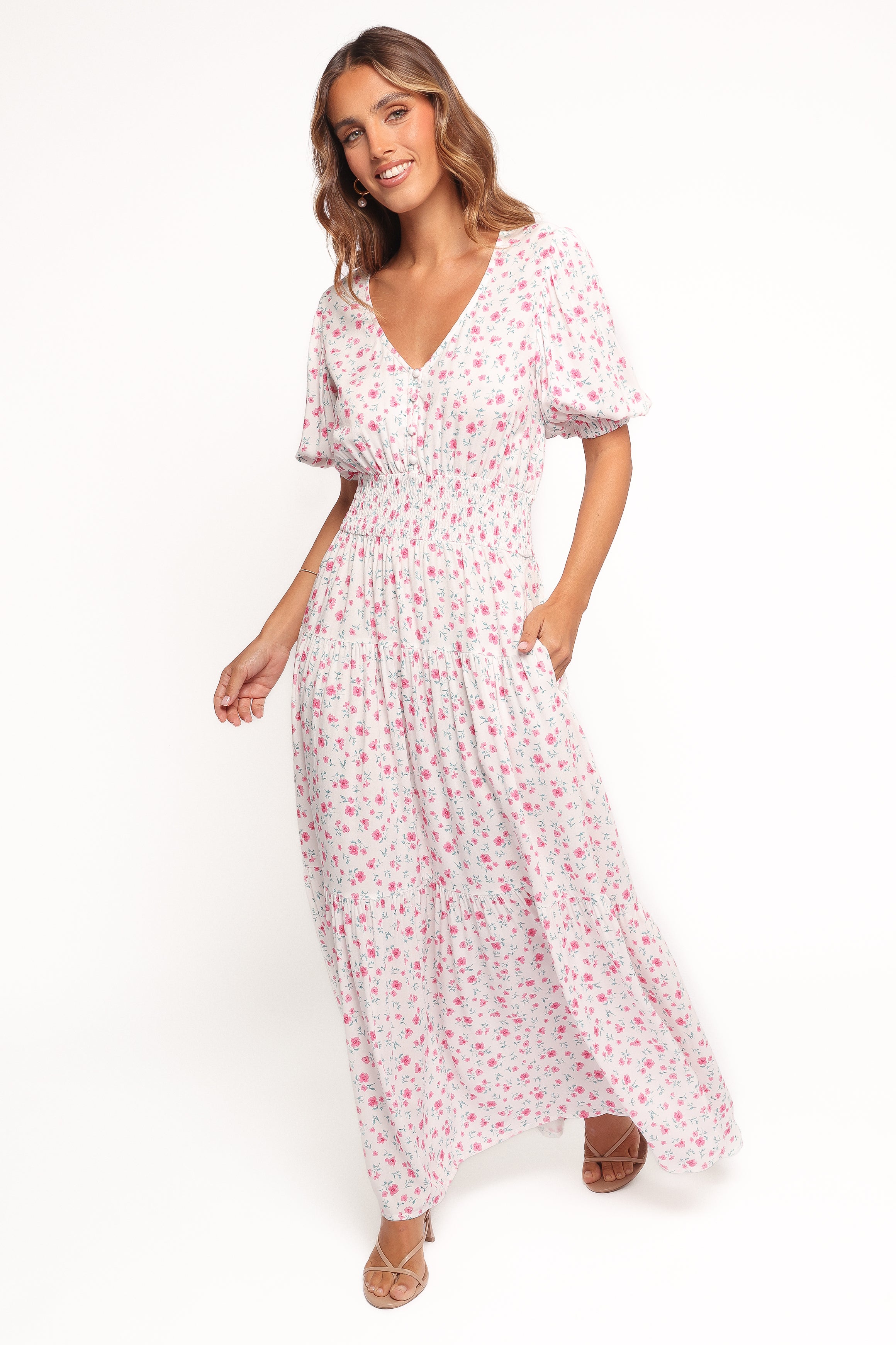Petal and Pup USA DRESSES Thomas Maxi Dress - Pink Ditsy Floral