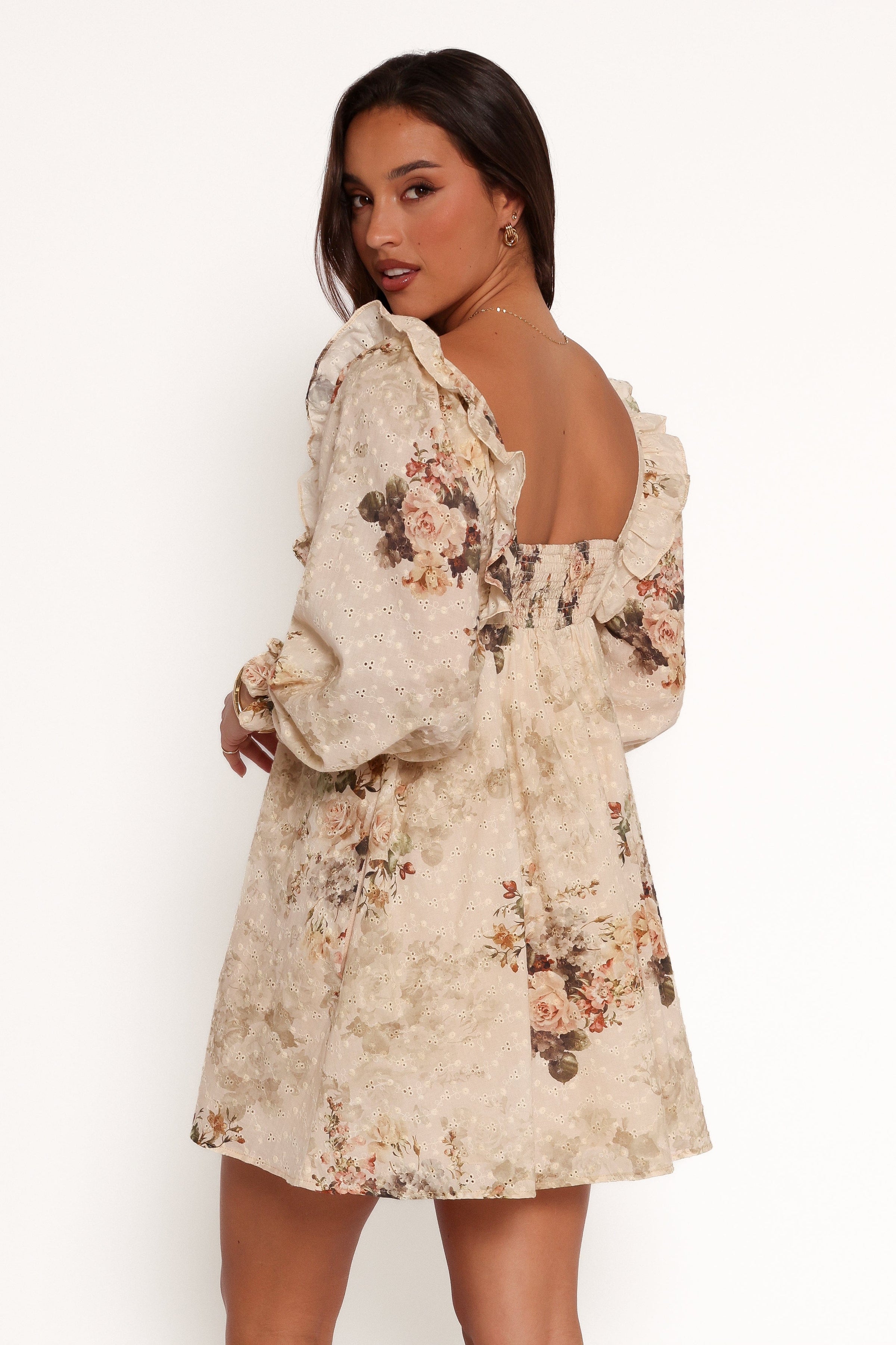 Petal and Pup USA DRESSES Tiarny Mini Dress - Beige Floral
