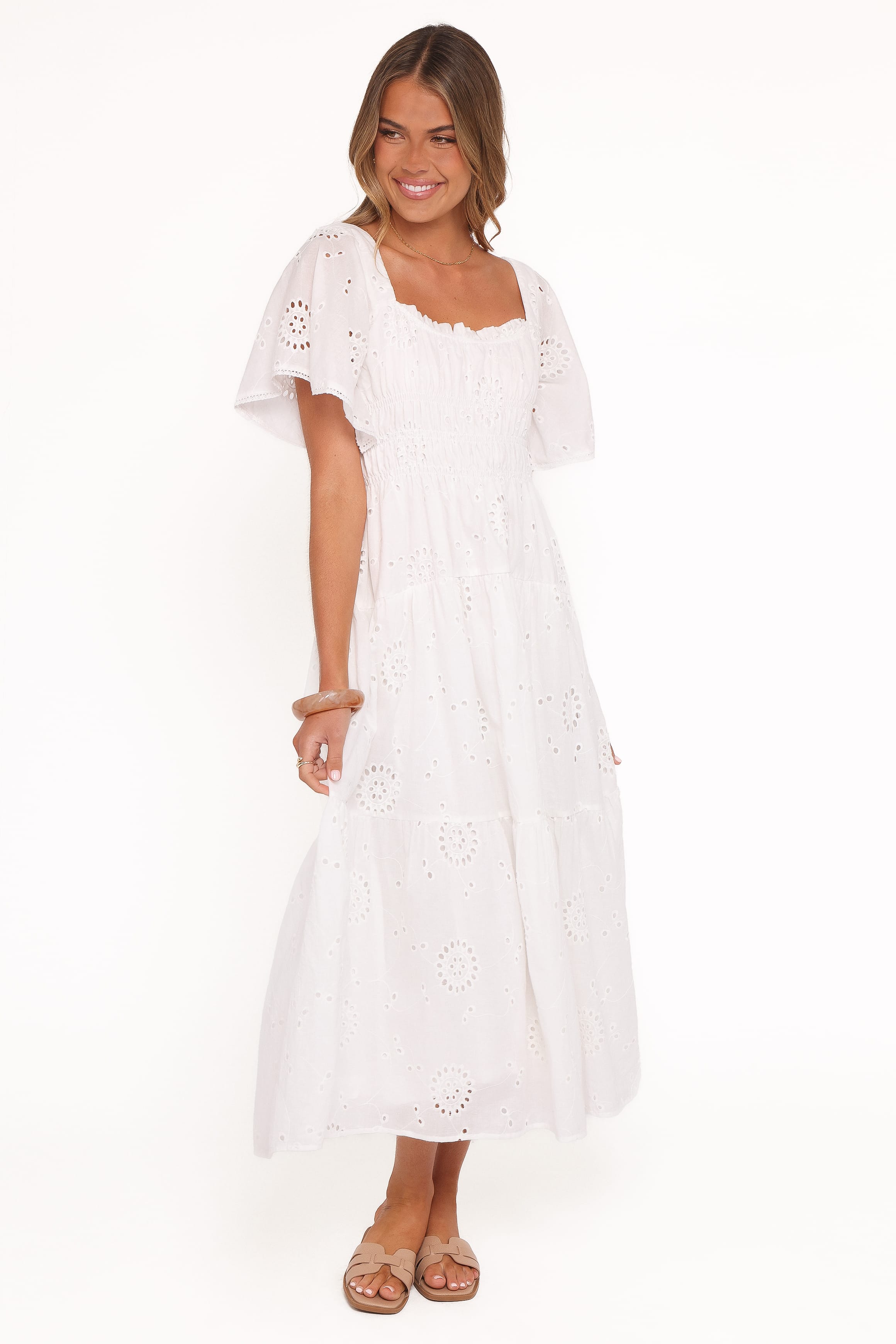 Petal and Pup USA DRESSES Tierney Midi Dress - White