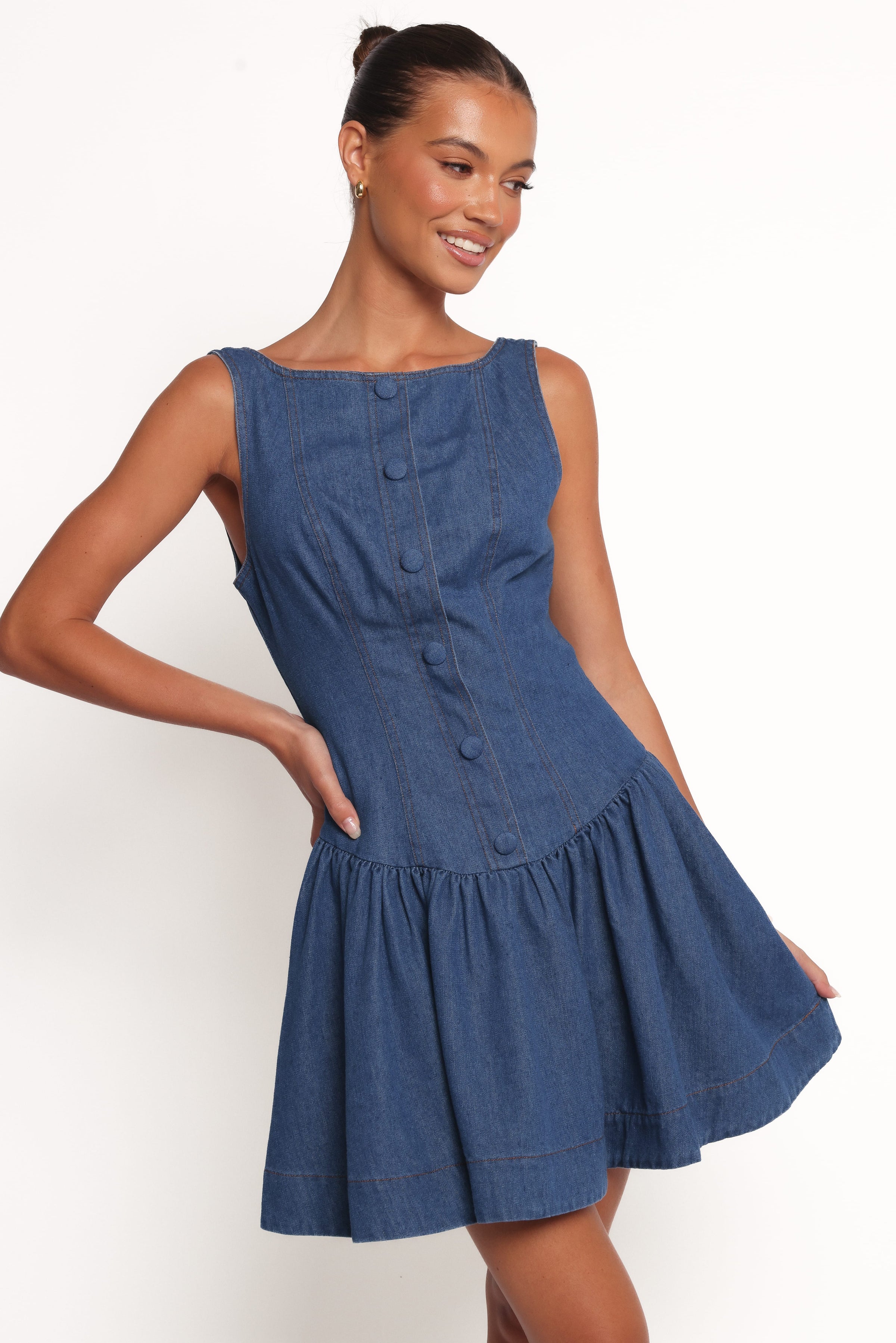 Petal and Pup USA DRESSES Tiziana Mini Dress - Indigo Denim