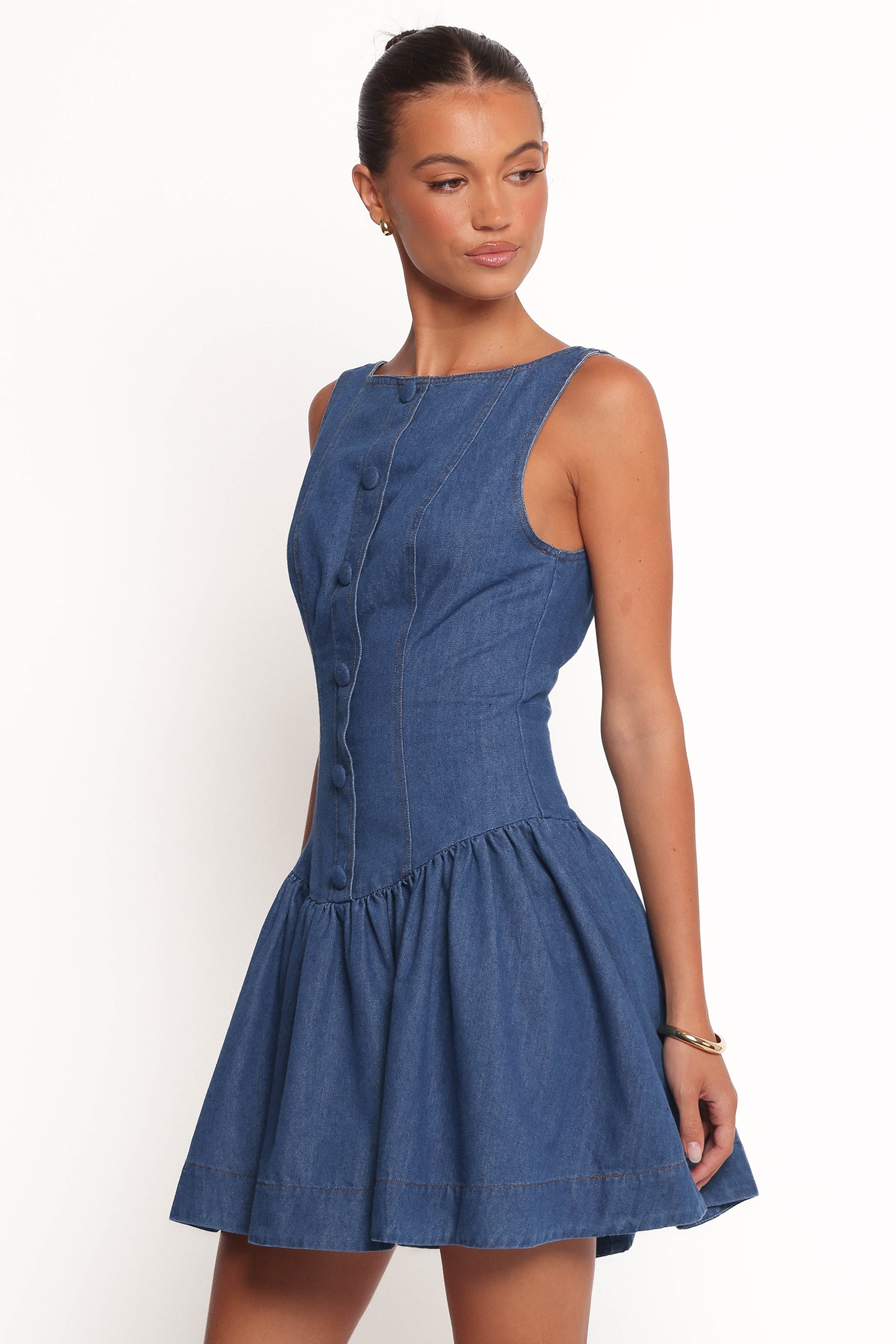 Petal and Pup USA DRESSES Tiziana Mini Dress - Indigo Denim