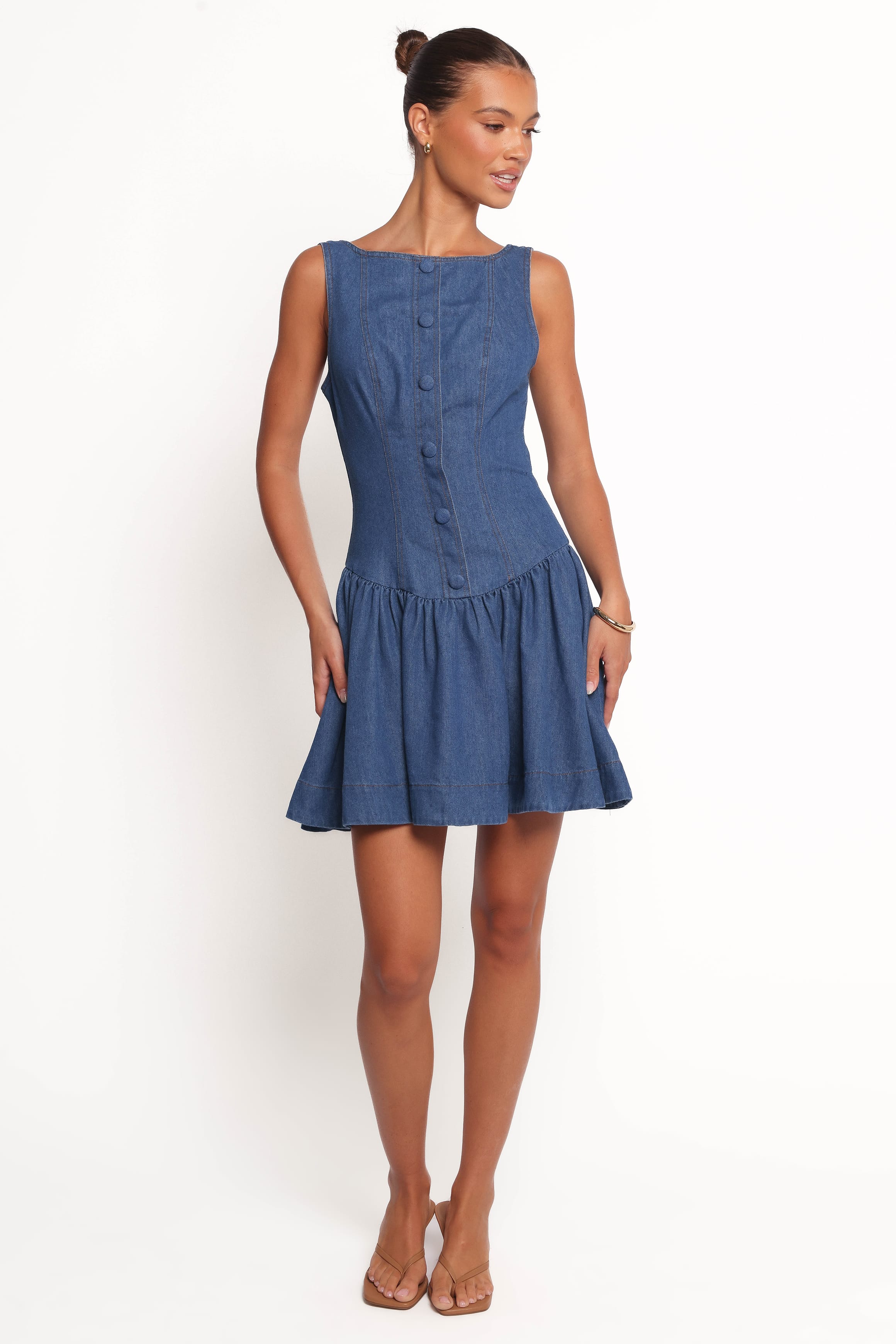 Petal and Pup USA DRESSES Tiziana Mini Dress - Indigo Denim