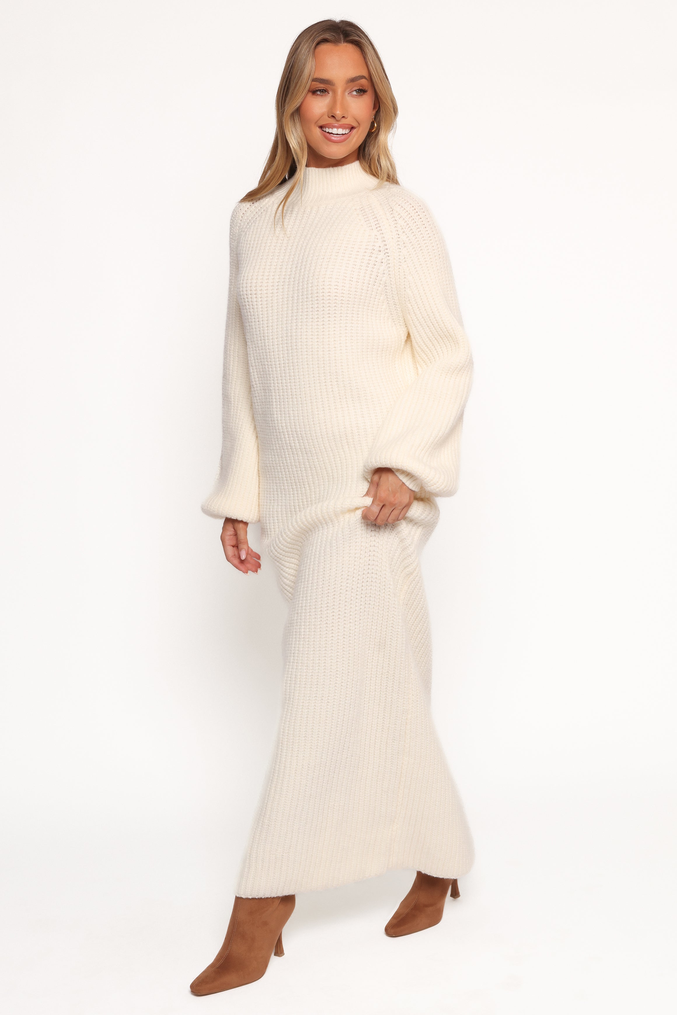 Petal and Pup USA DRESSES Tobin Knit Maxi Dress - Cream