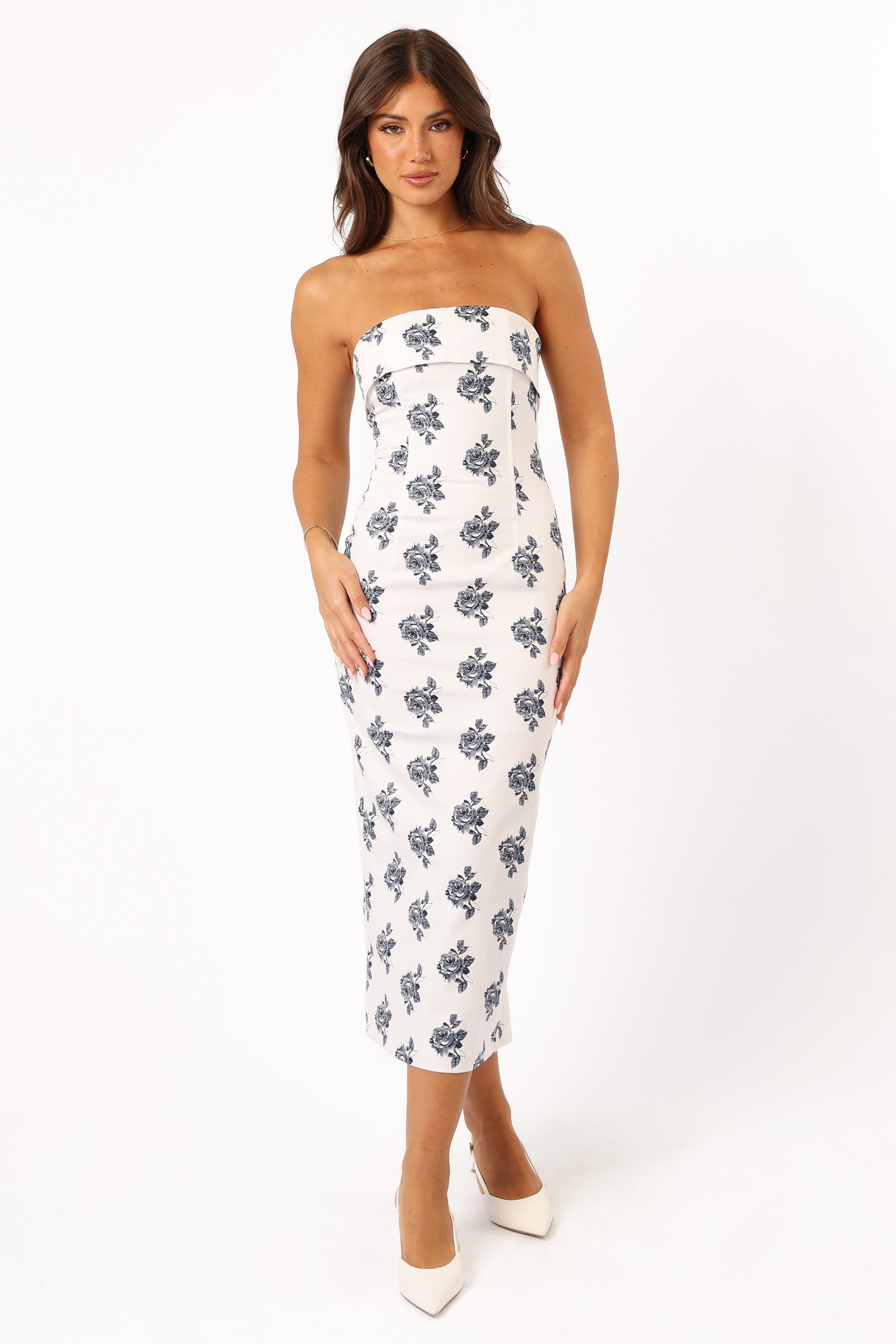 Petal and Pup USA DRESSES Toni Strapless Midi Dress - Off White