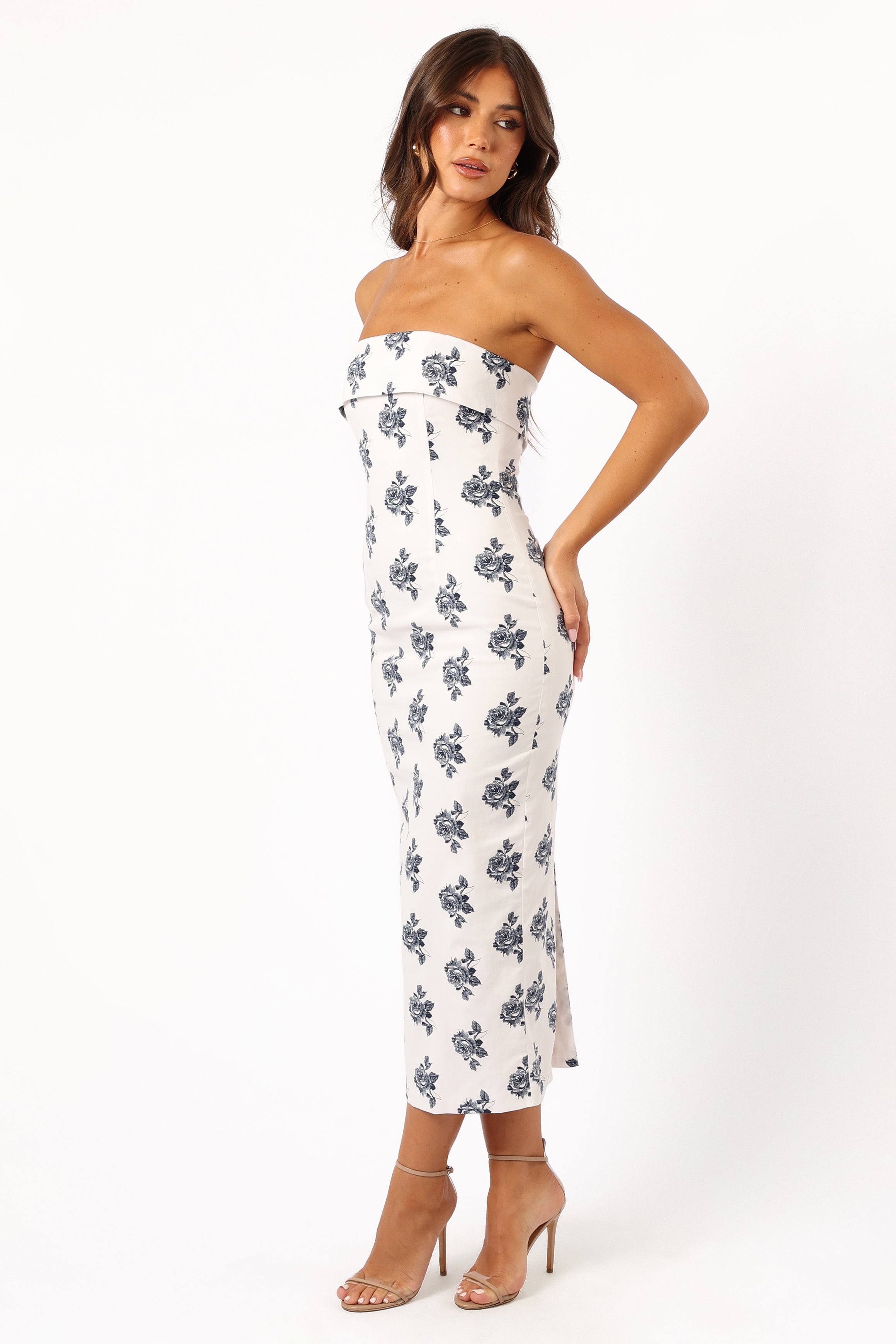 Petal and Pup USA DRESSES Toni Strapless Midi Dress - Off White