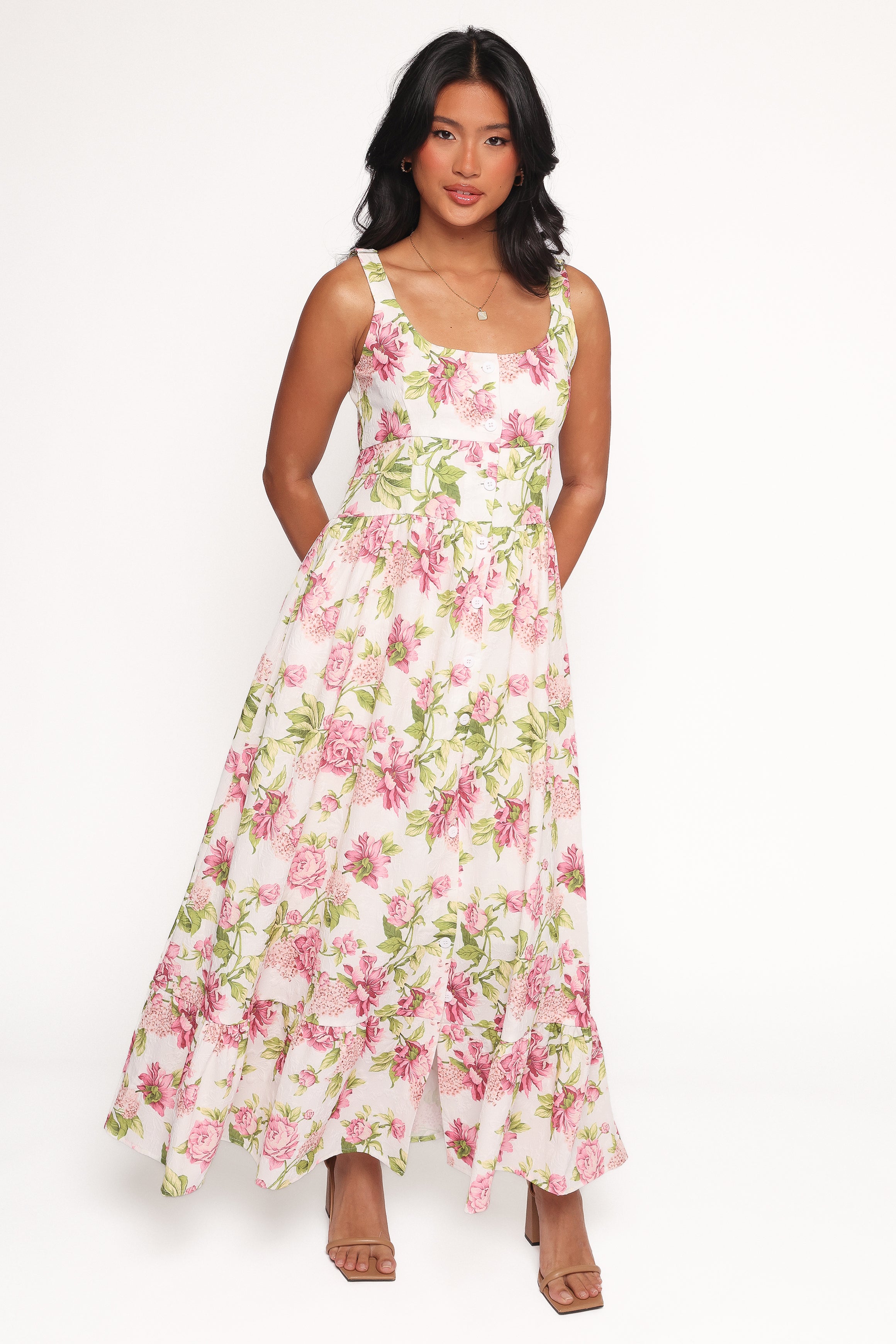 Petal and Pup USA DRESSES Tullia Maxi Dress - Pink Floral (Hold for Amazon)