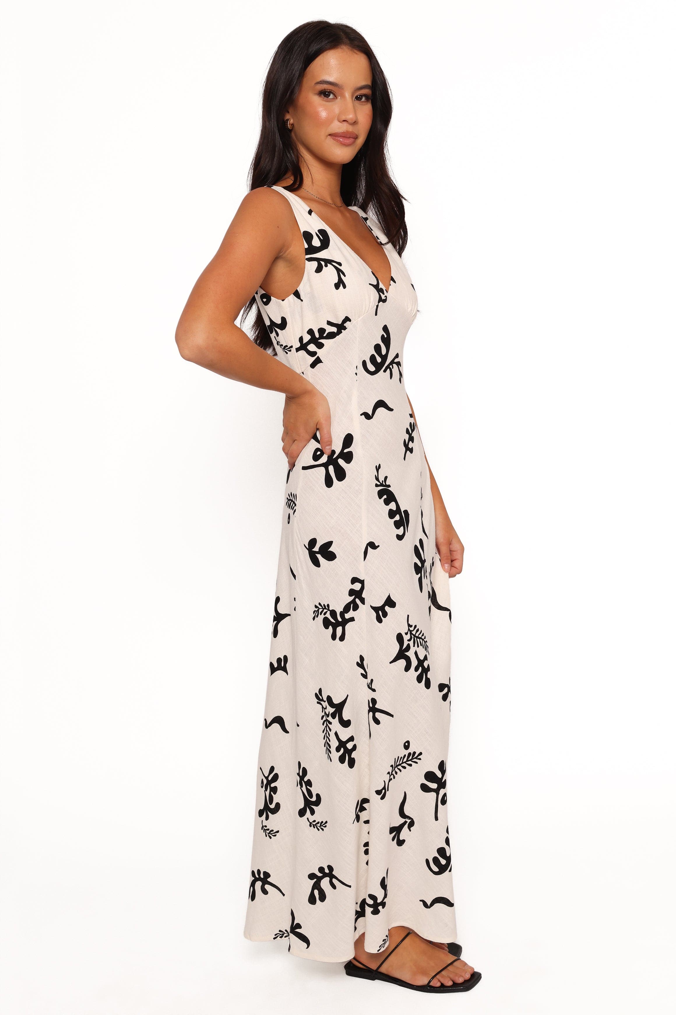 Petal and Pup USA DRESSES Tulsi Midi Dress - Off White Print (Hold for Rack)