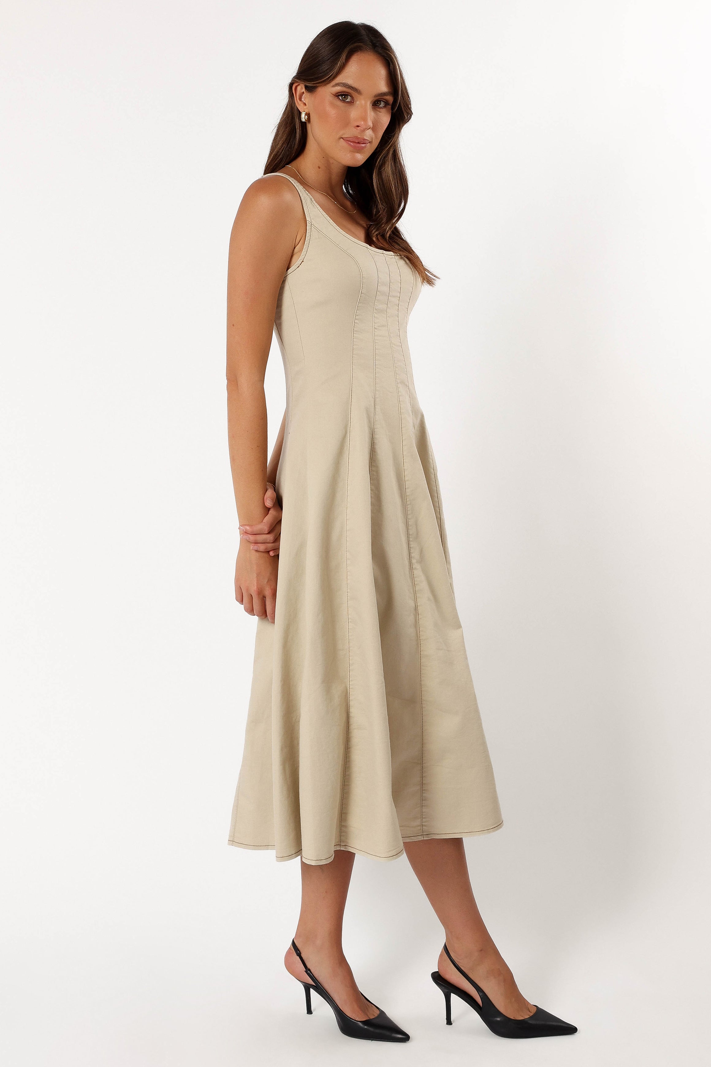 Petal and Pup USA DRESSES Una Midi Dress - Beige