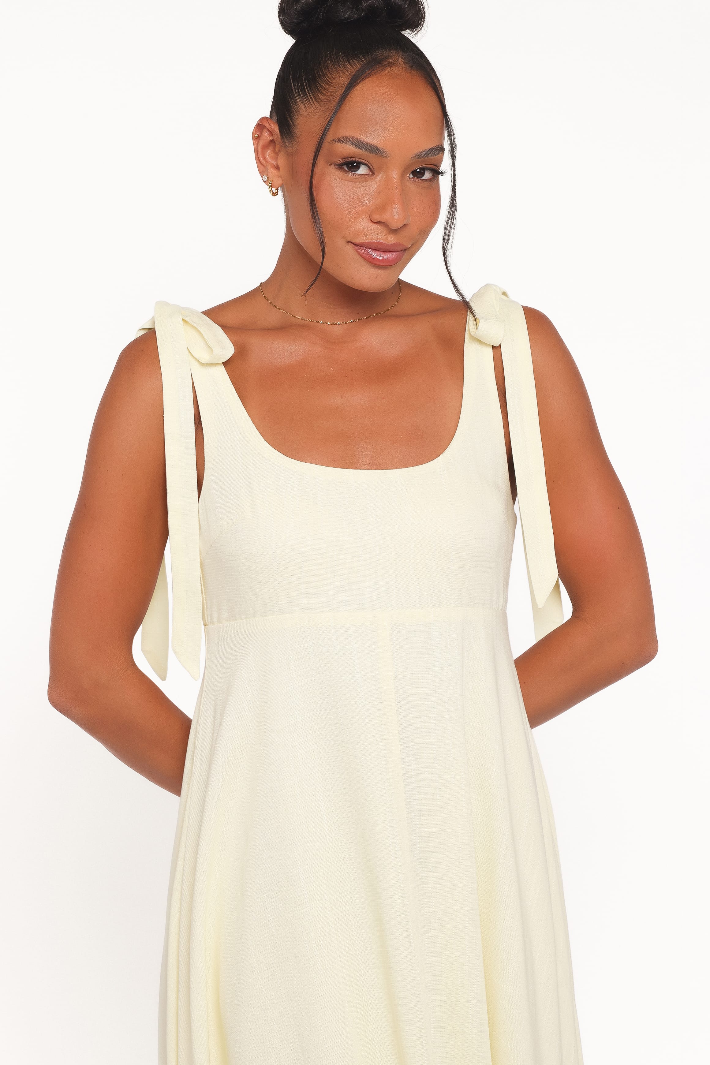 Petal and Pup USA DRESSES Valara Tie Shoulder Maxi Dress - Butter Yellow