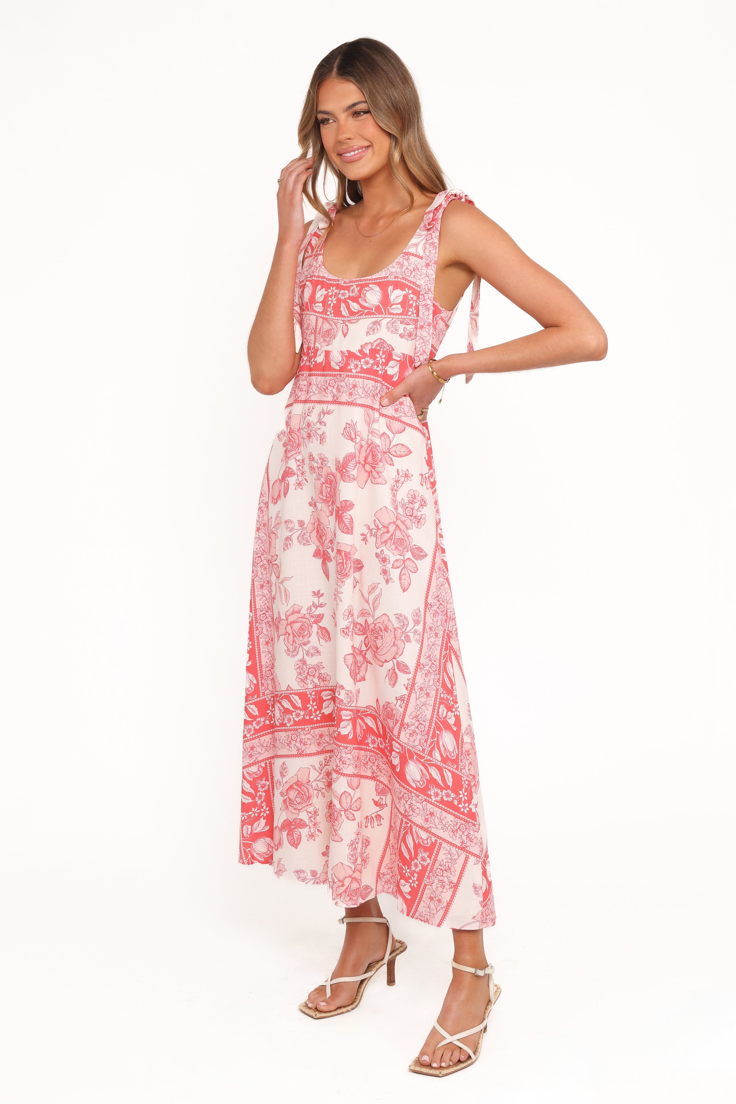 Petal and Pup USA DRESSES Valara Tie Shoulder Maxi Dress - Rose Tile