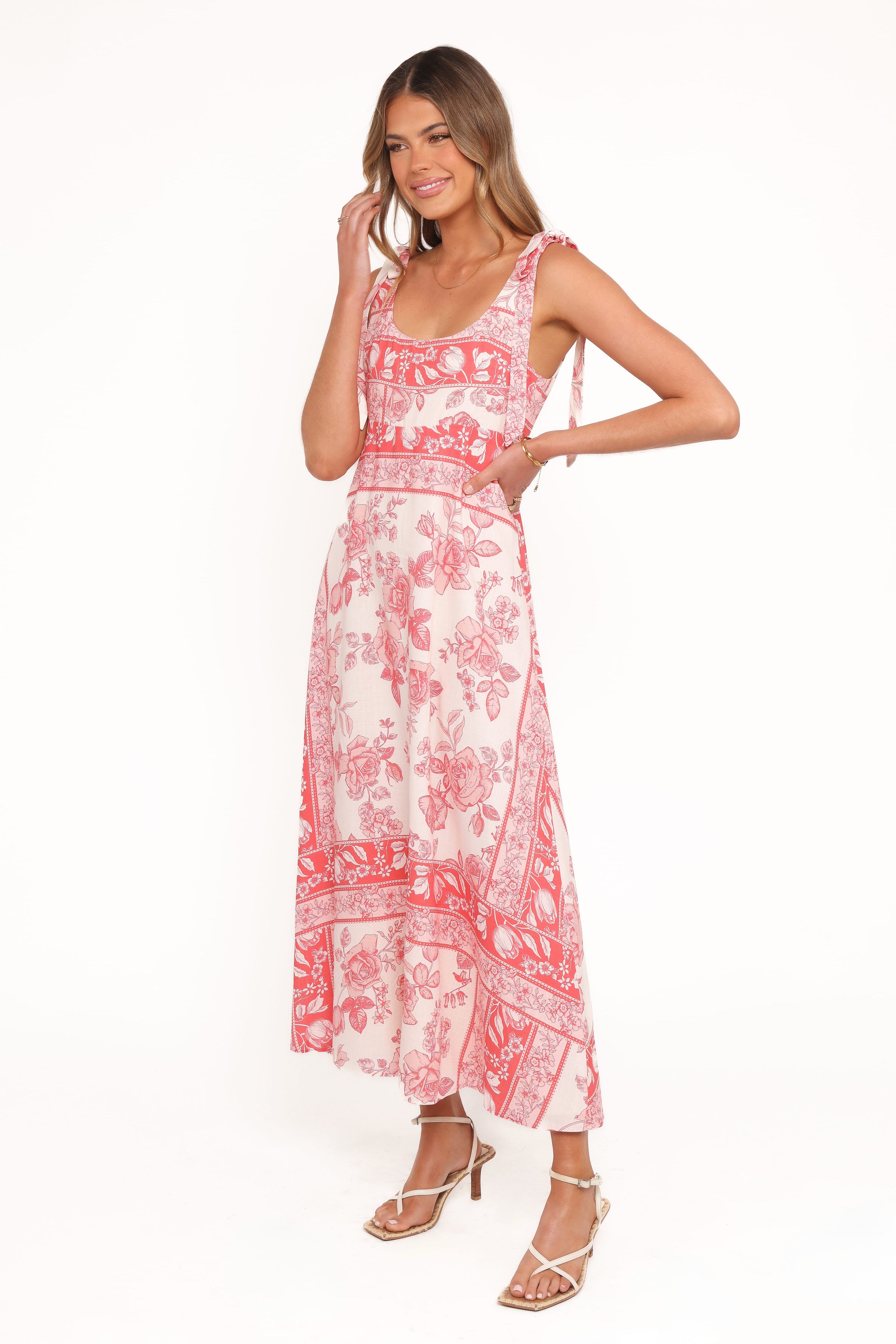 Petal and Pup USA DRESSES Valara Tie Shoulder Maxi Dress - Rose Tile
