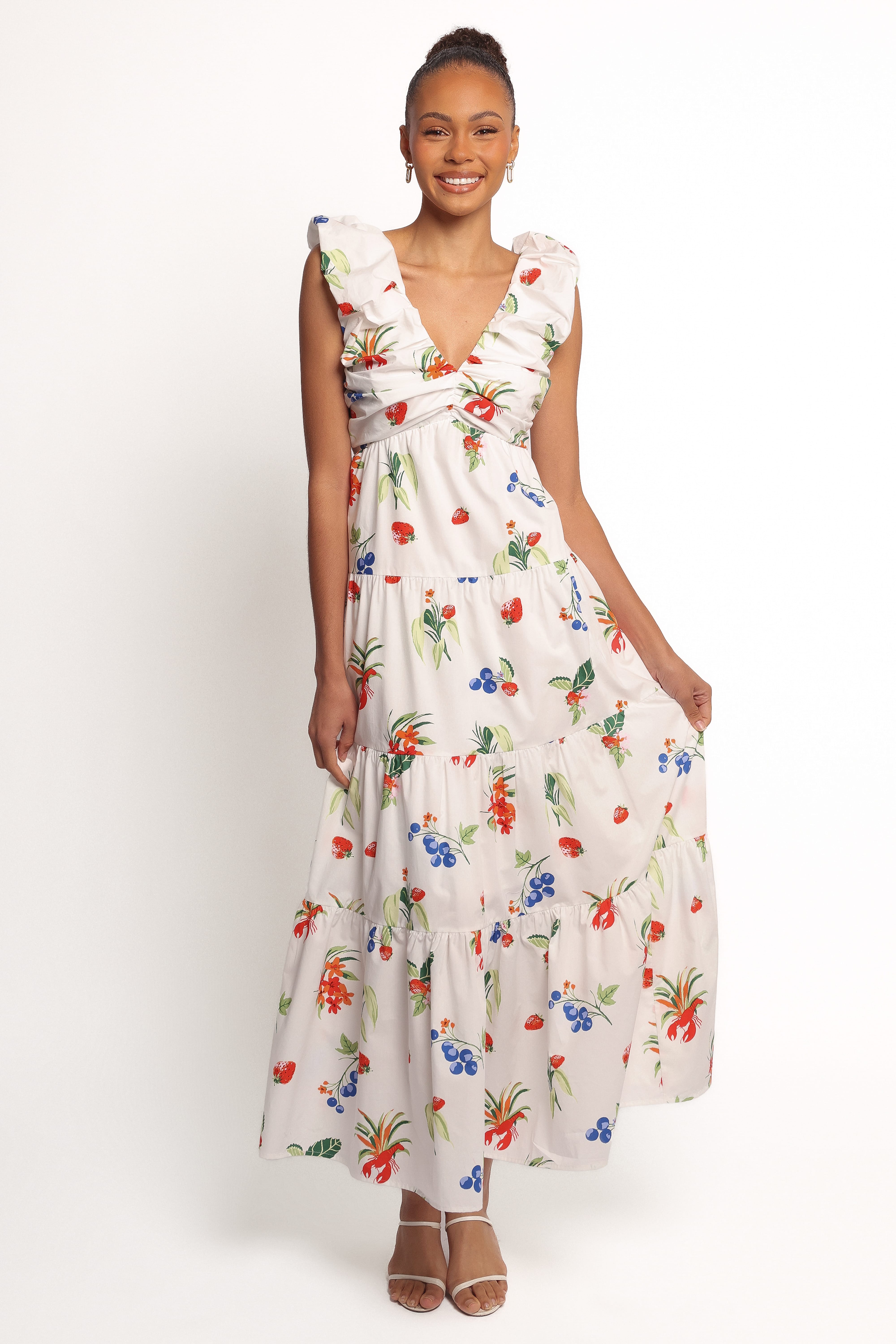Petal and Pup USA DRESSES Valerie Maxi Dress - Off White/Red