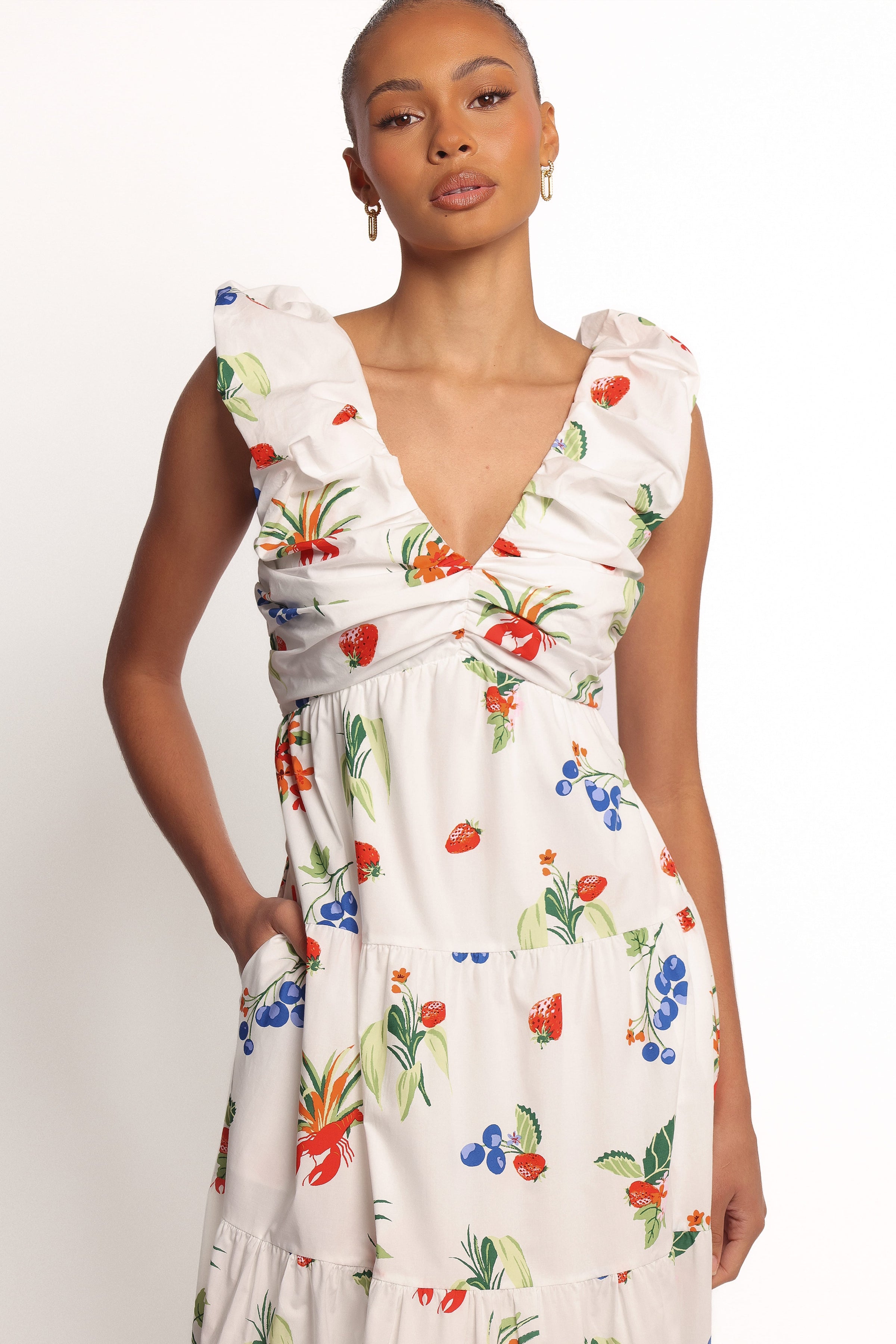 Petal and Pup USA DRESSES Valerie Maxi Dress - Off White/Red