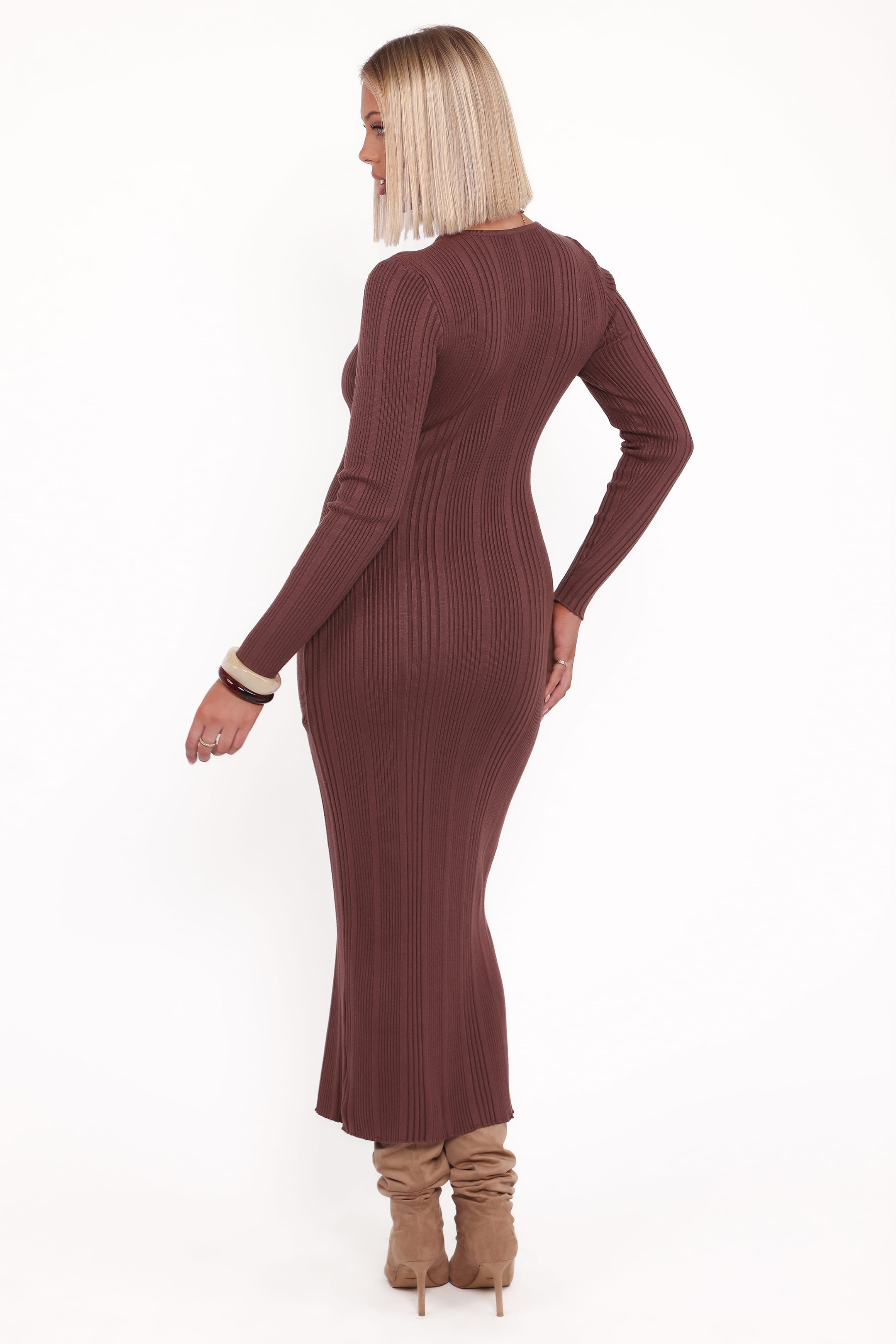 Petal and Pup USA DRESSES Valia Midi Dress - Espresso