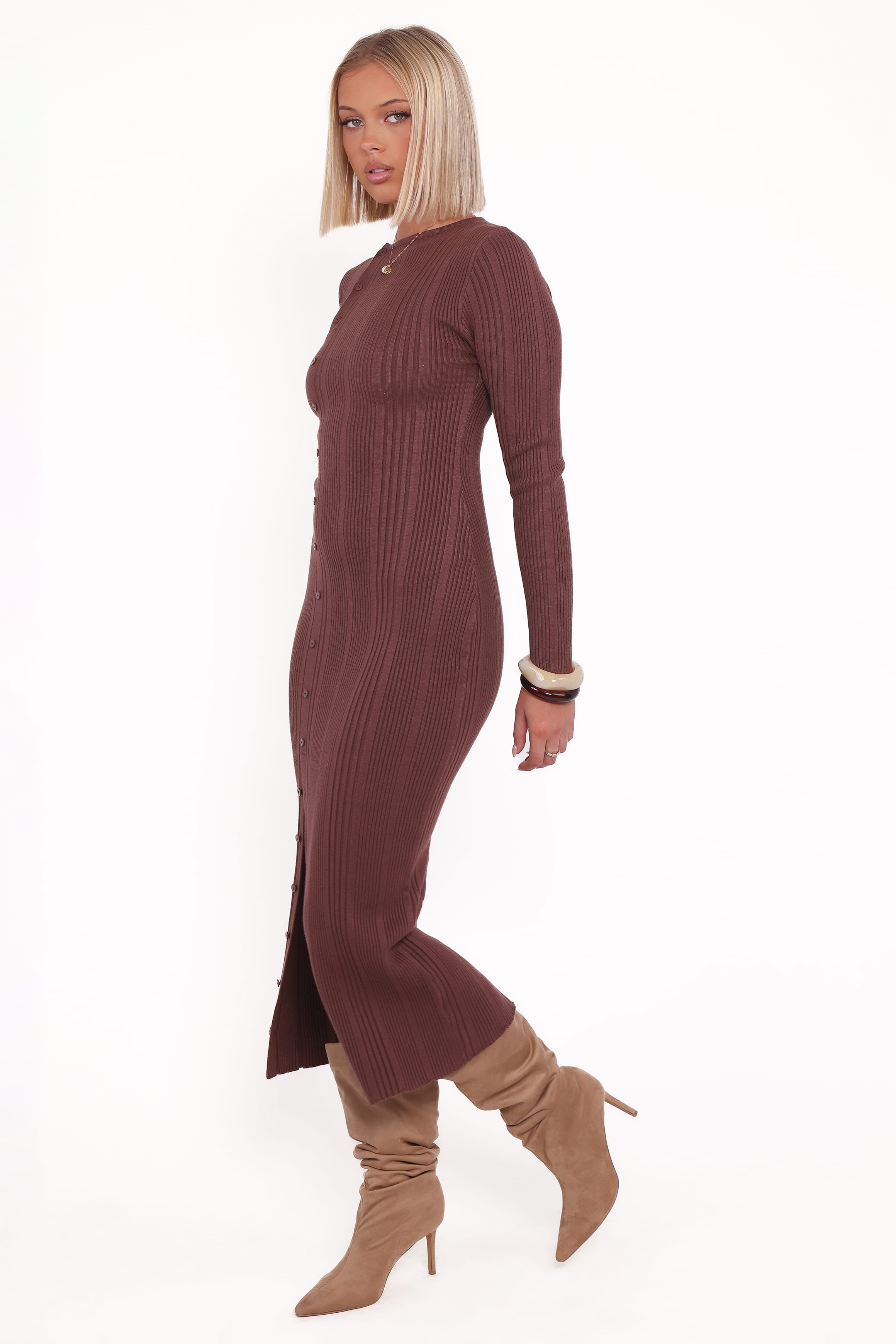 Petal and Pup USA DRESSES Valia Midi Dress - Espresso