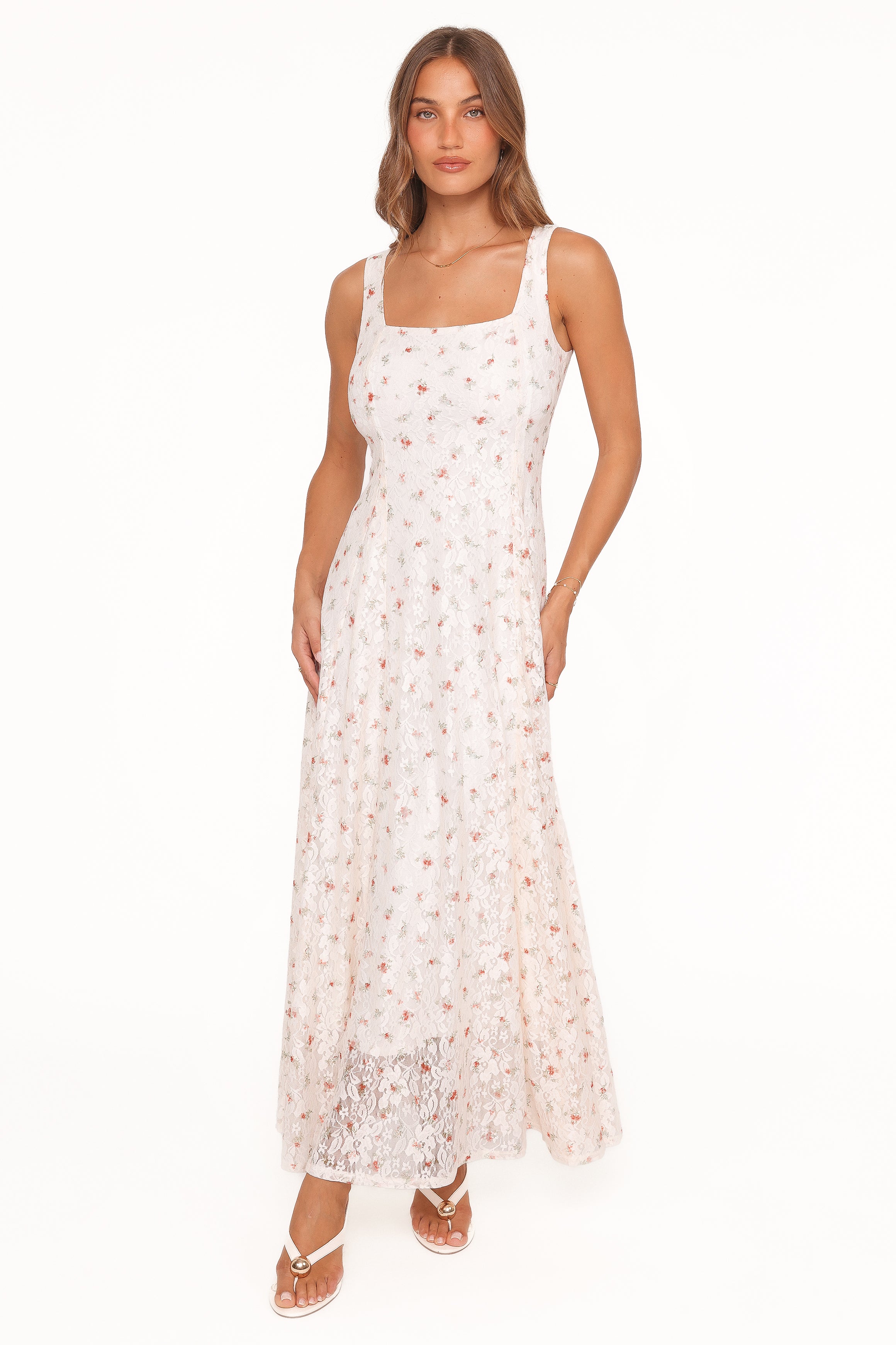 Petal and Pup USA DRESSES Valley Maxi Dress - White Floral Lace
