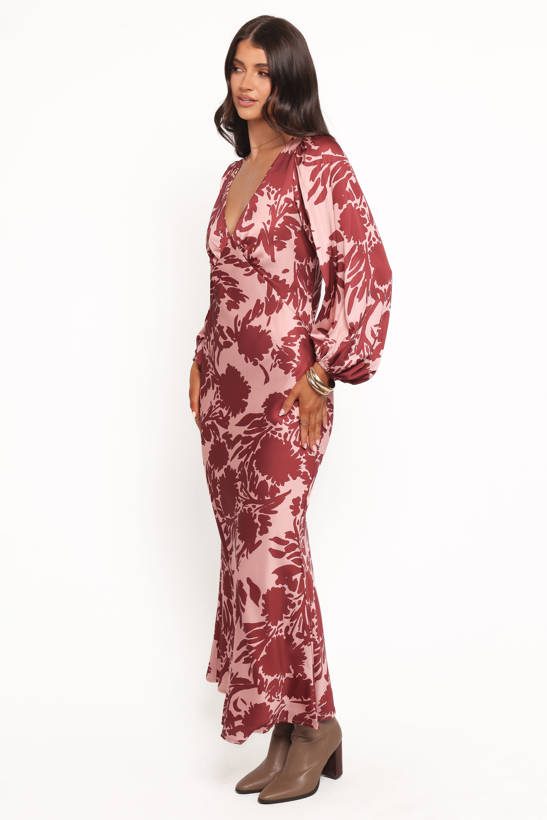 Petal and Pup USA DRESSES Varly Long Sleeve Dress - Pale Burgundy