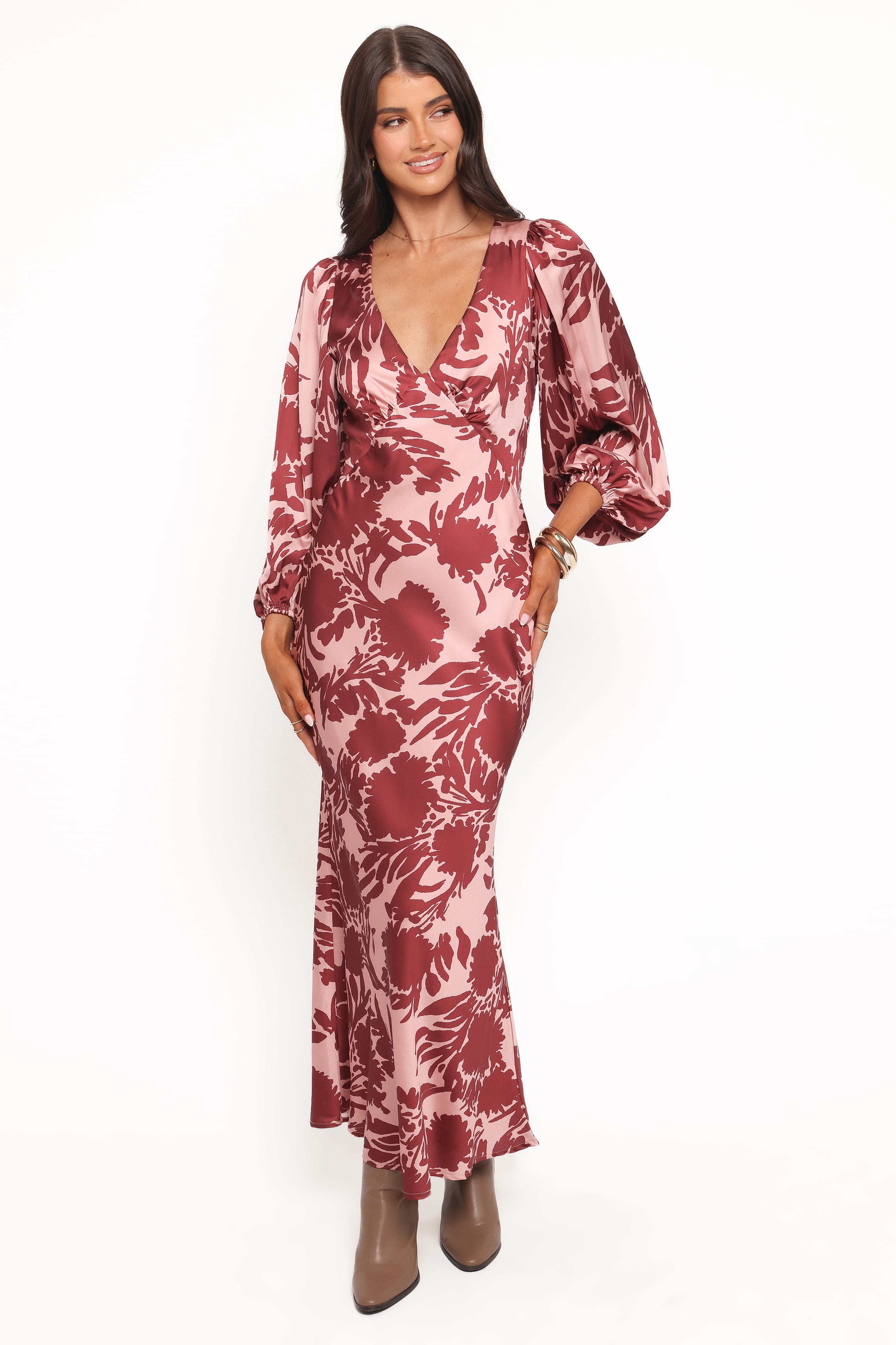Petal and Pup USA DRESSES Varly Long Sleeve Dress - Pale Burgundy