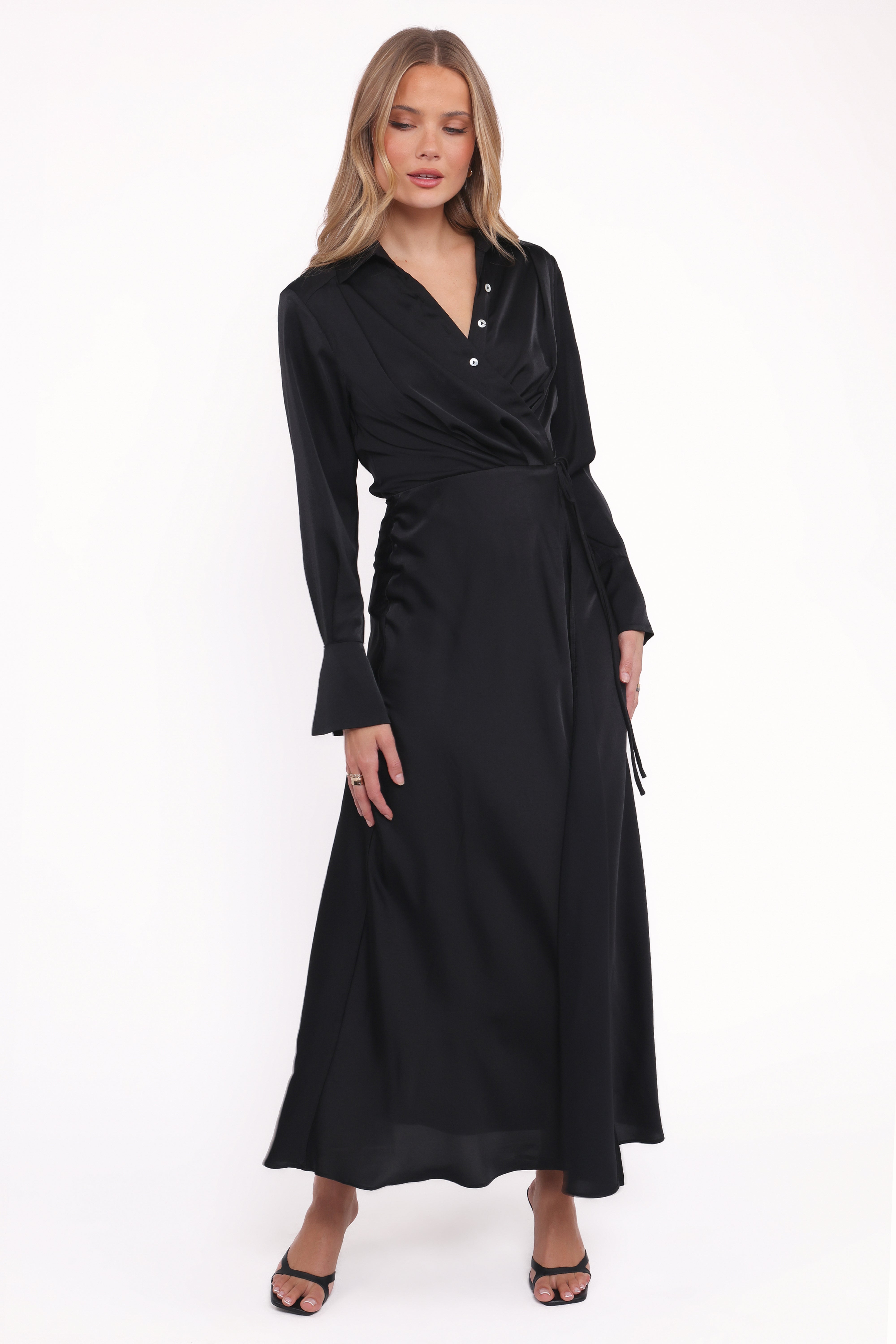 Petal and Pup USA DRESSES Verna Long Sleeve Maxi Dress - Black