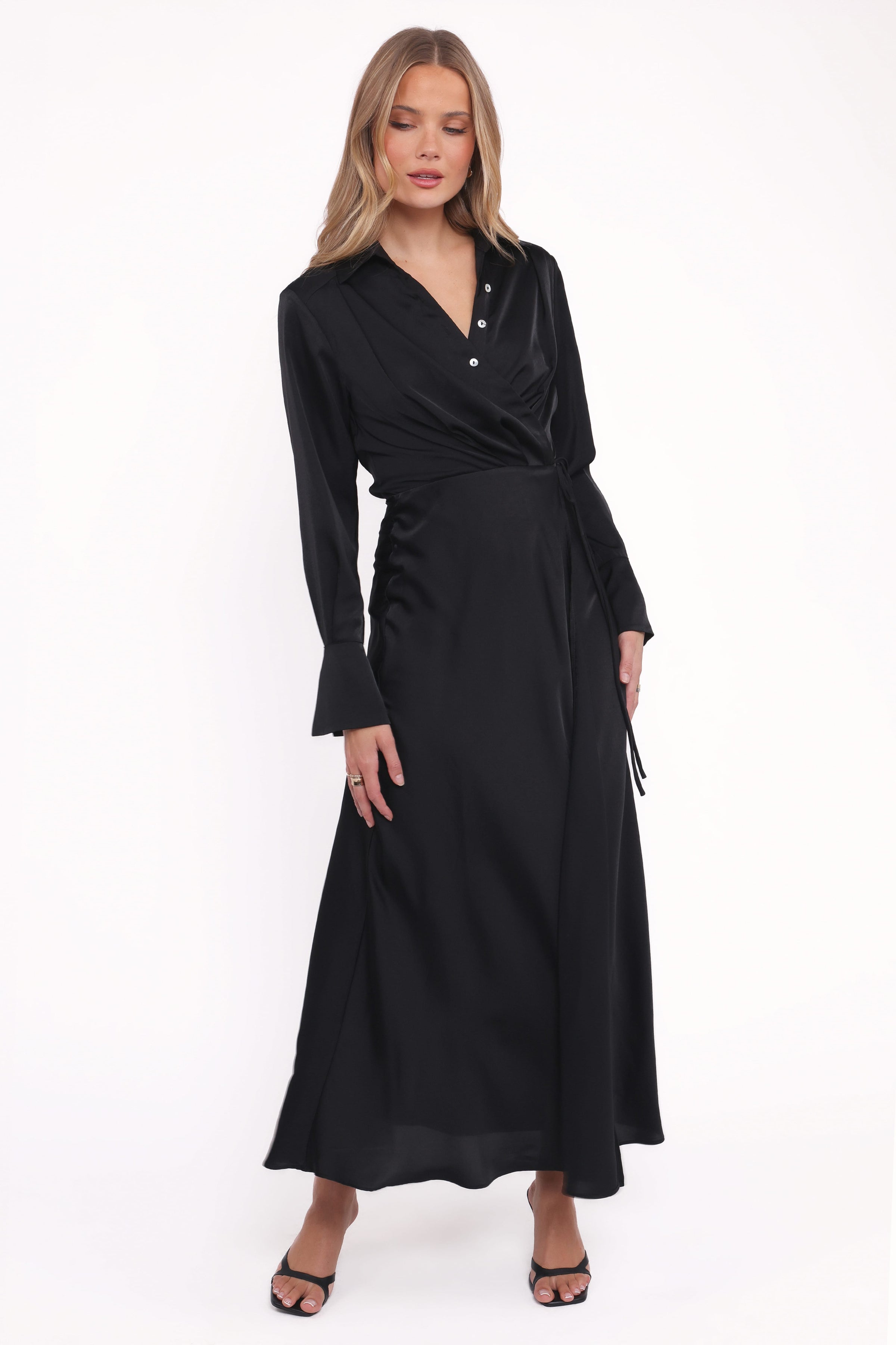 Petal and Pup USA DRESSES Verna Long Sleeve Maxi Dress - Black