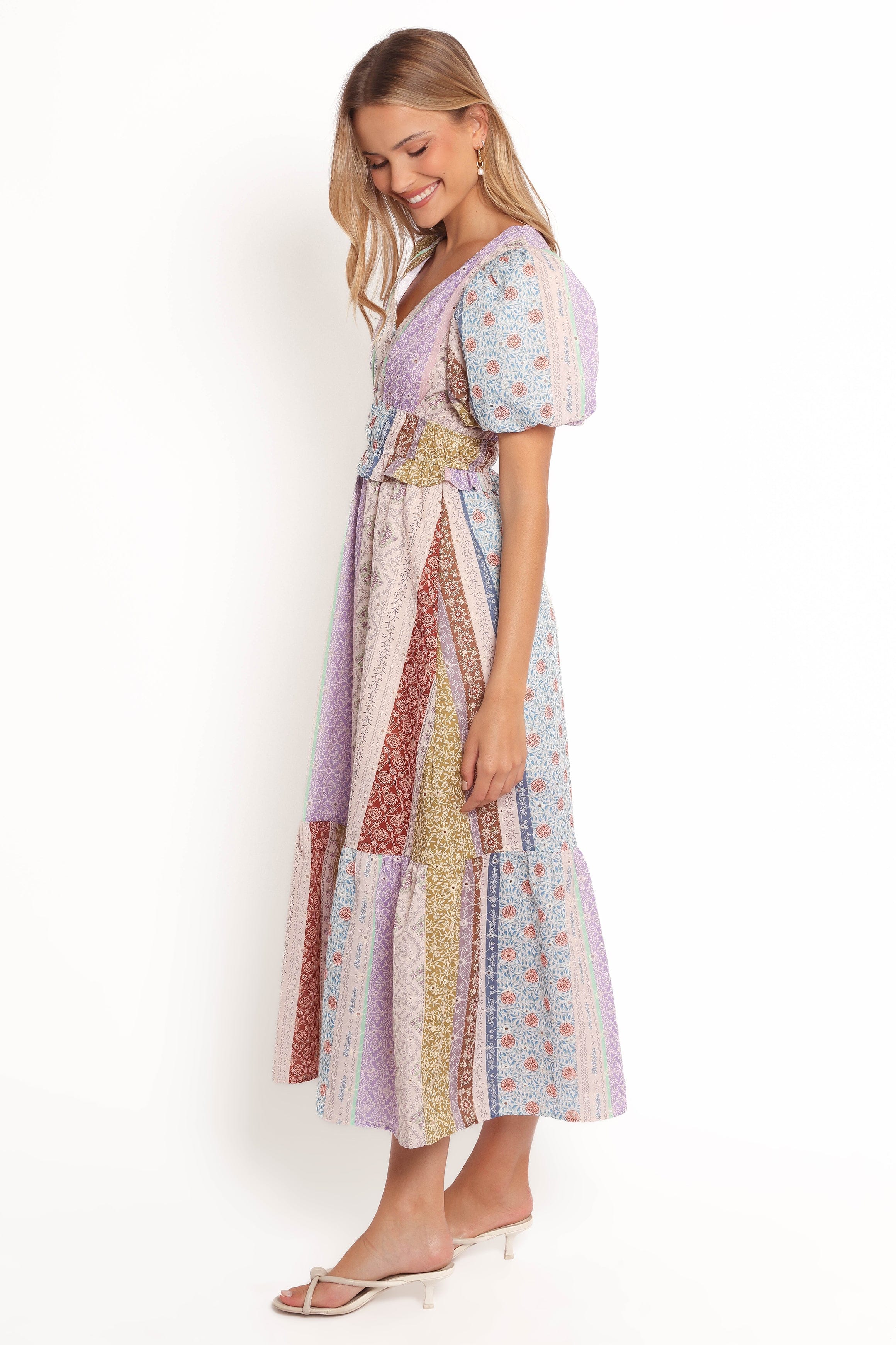 Petal and Pup USA DRESSES Verona Patchwork Midi Dress - Botanic Multi