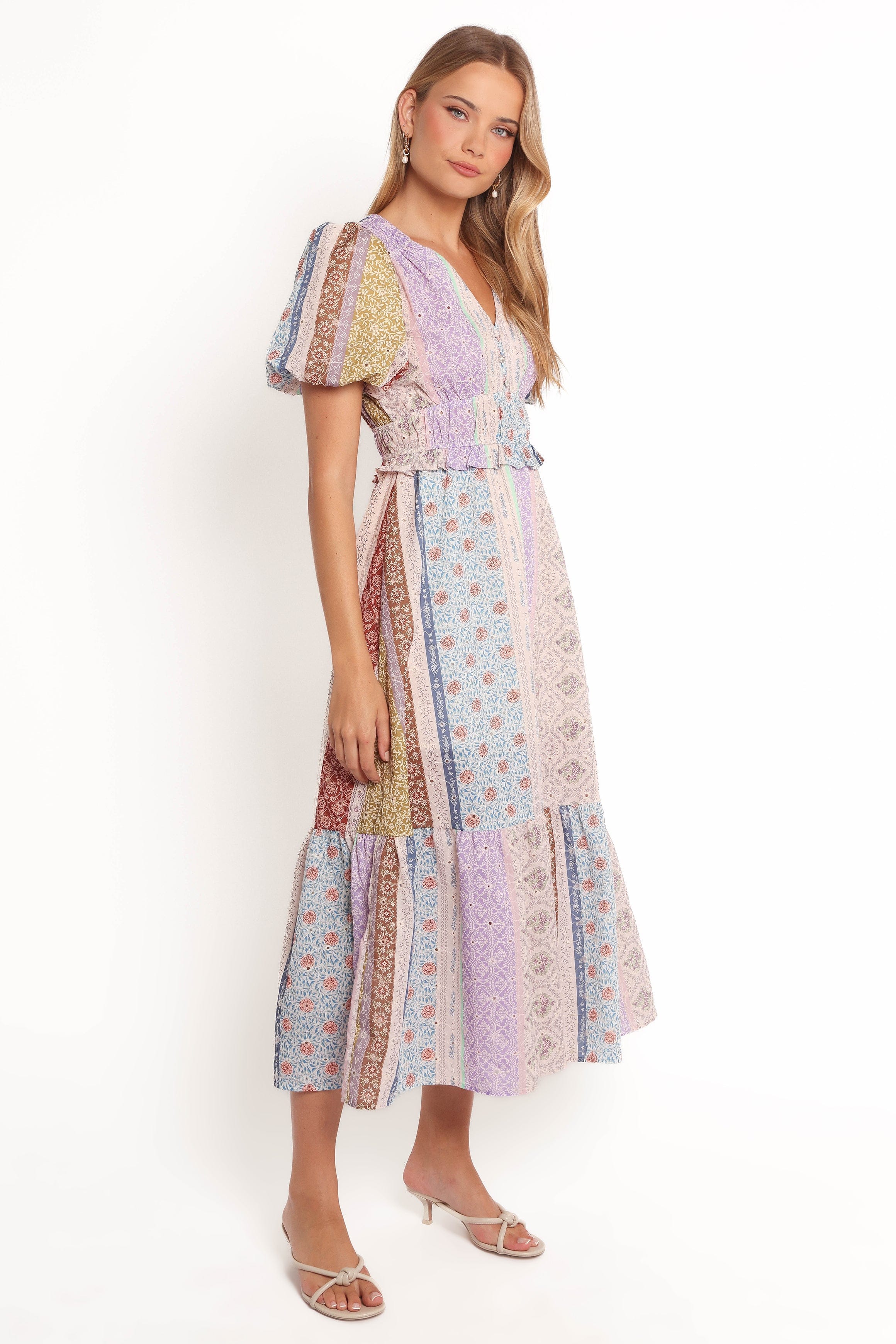 Petal and Pup USA DRESSES Verona Patchwork Midi Dress - Botanic Multi