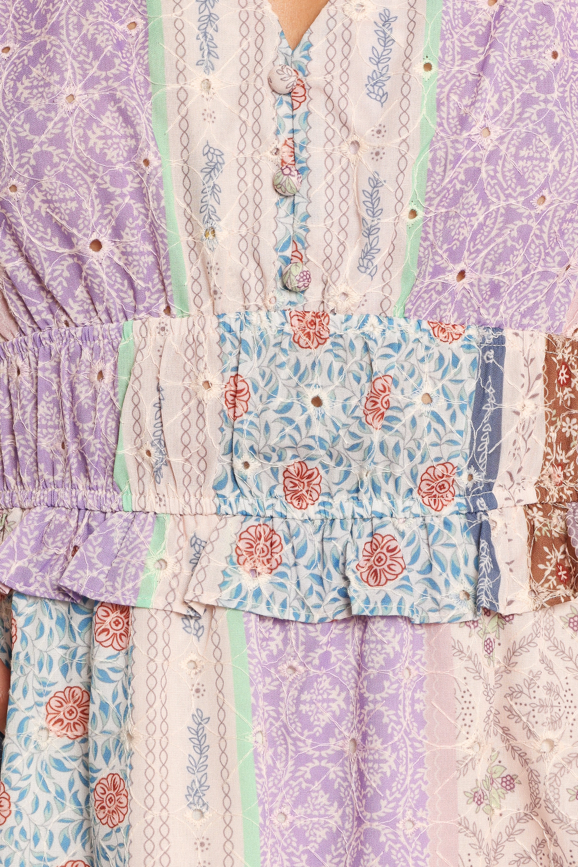 Petal and Pup USA DRESSES Verona Patchwork Midi Dress - Botanic Multi