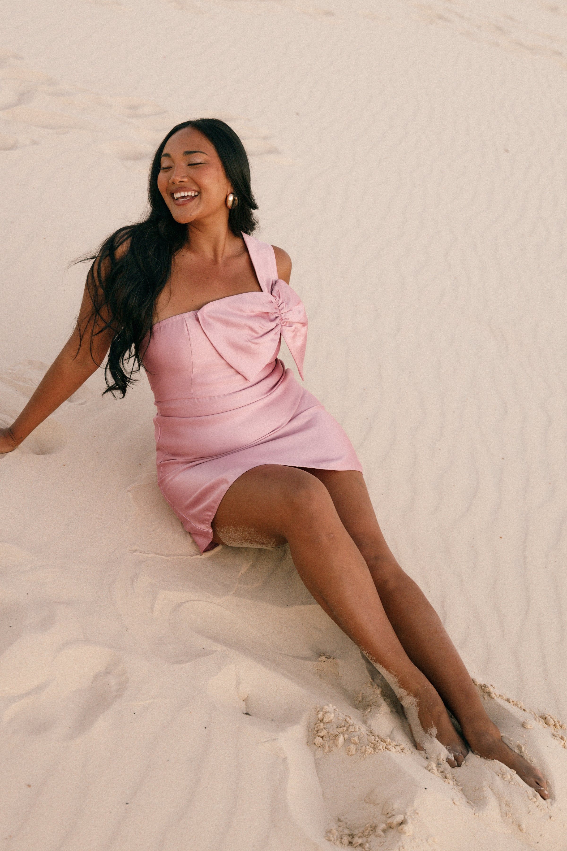 Petal and Pup USA DRESSES Veve One Shoulder Mini Dress - Poppy Pink