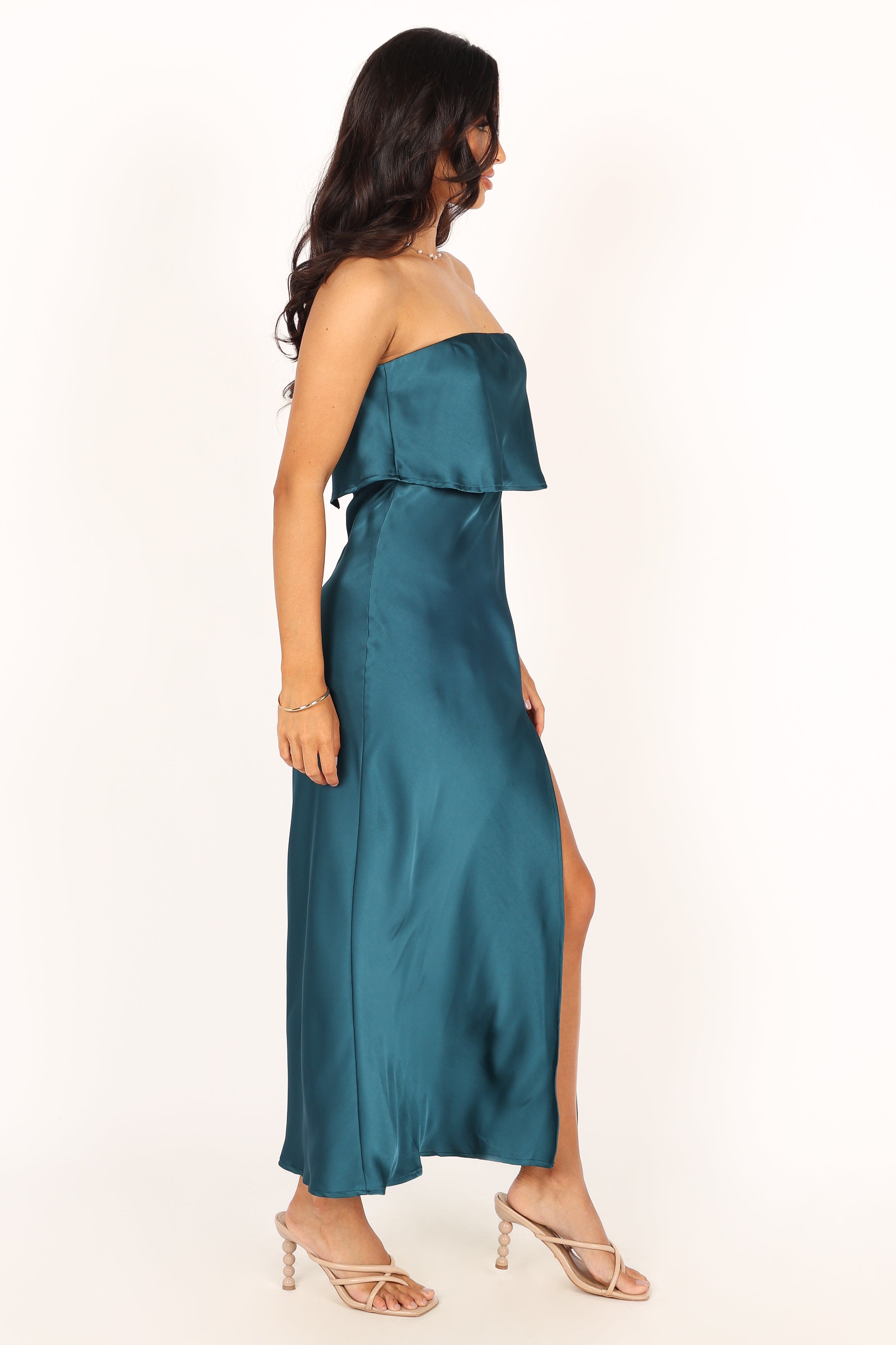 Petal and Pup USA DRESSES Vienna Strapless Midi Dress - Teal