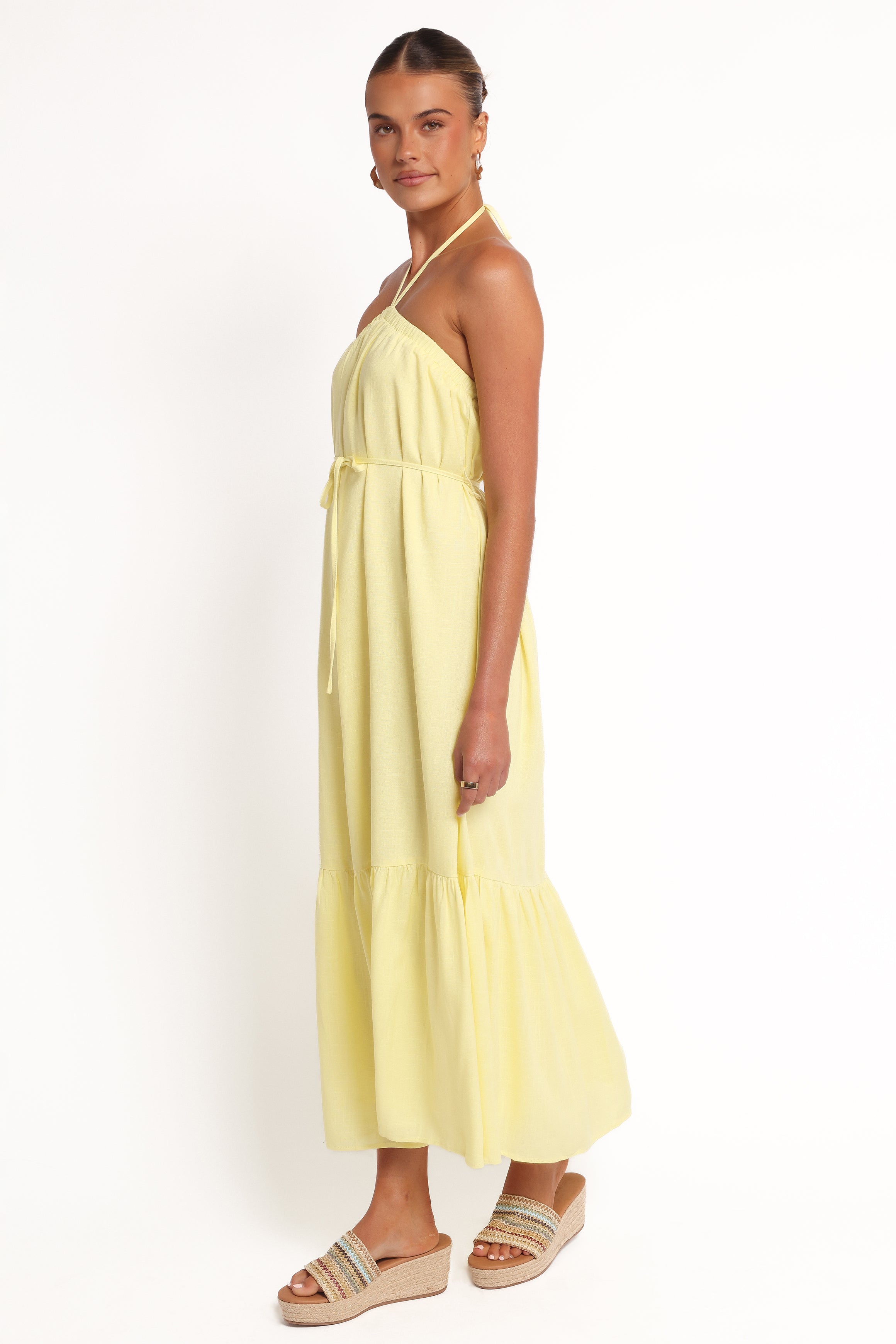 Petal and Pup USA DRESSES View Halterneck Maxi Dress - Lemon