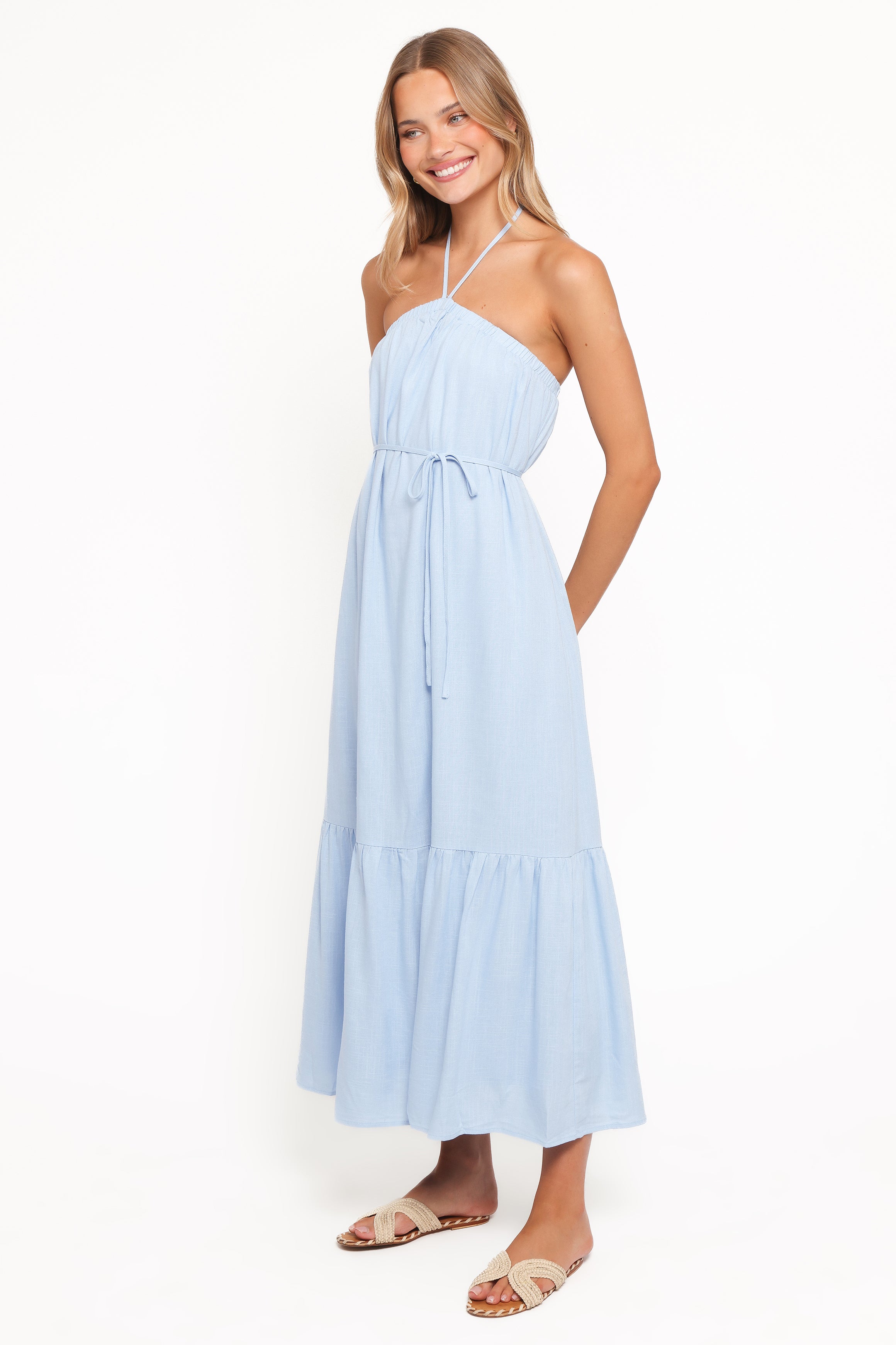 Petal and Pup USA DRESSES View Halterneck Maxi Dress - Pale Blue