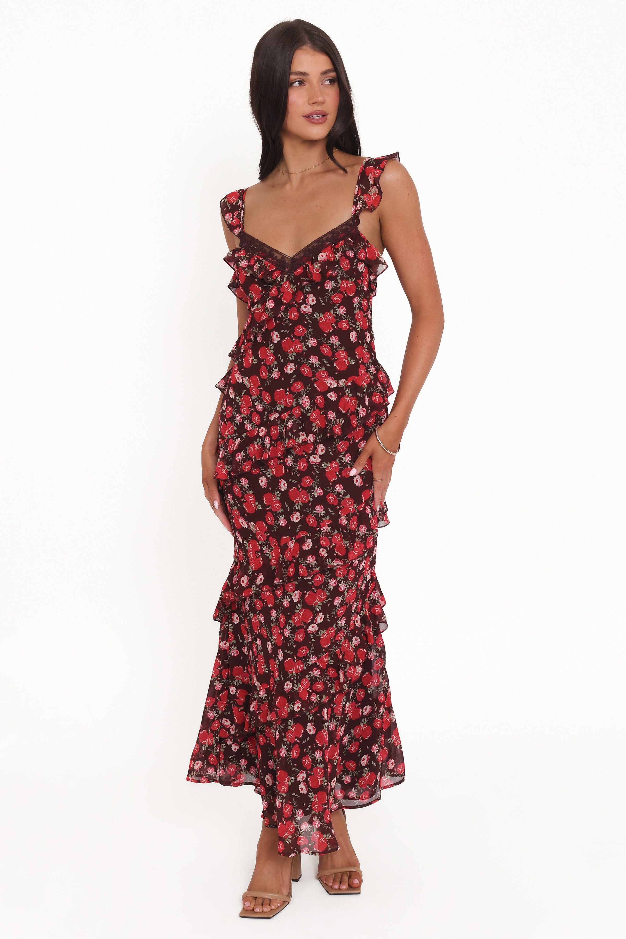 Petal and Pup USA DRESSES Virginia Maxi Dress - Brown Floral