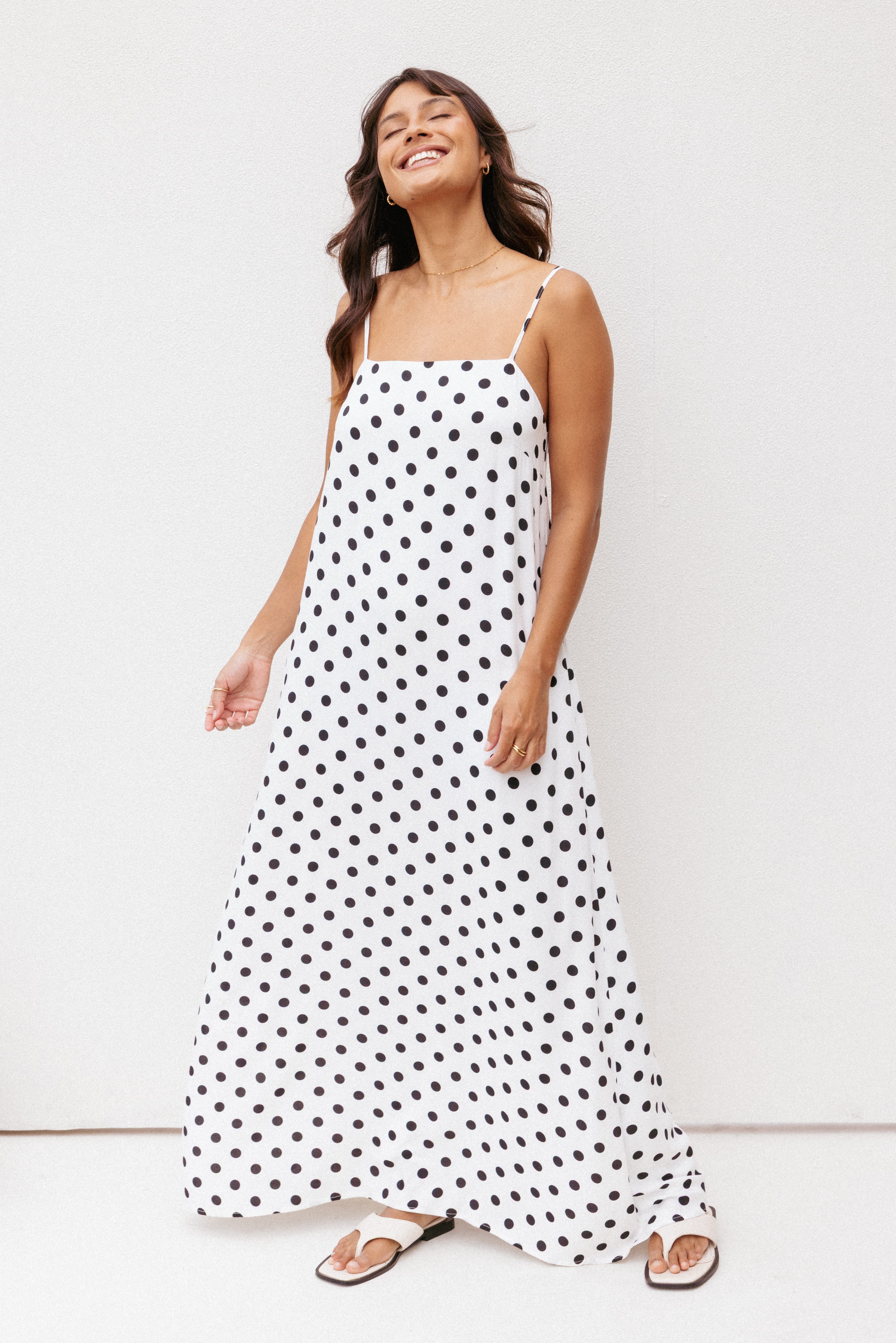 Petal and Pup USA DRESSES Virgo Maxi Dress - White Polka Dot
