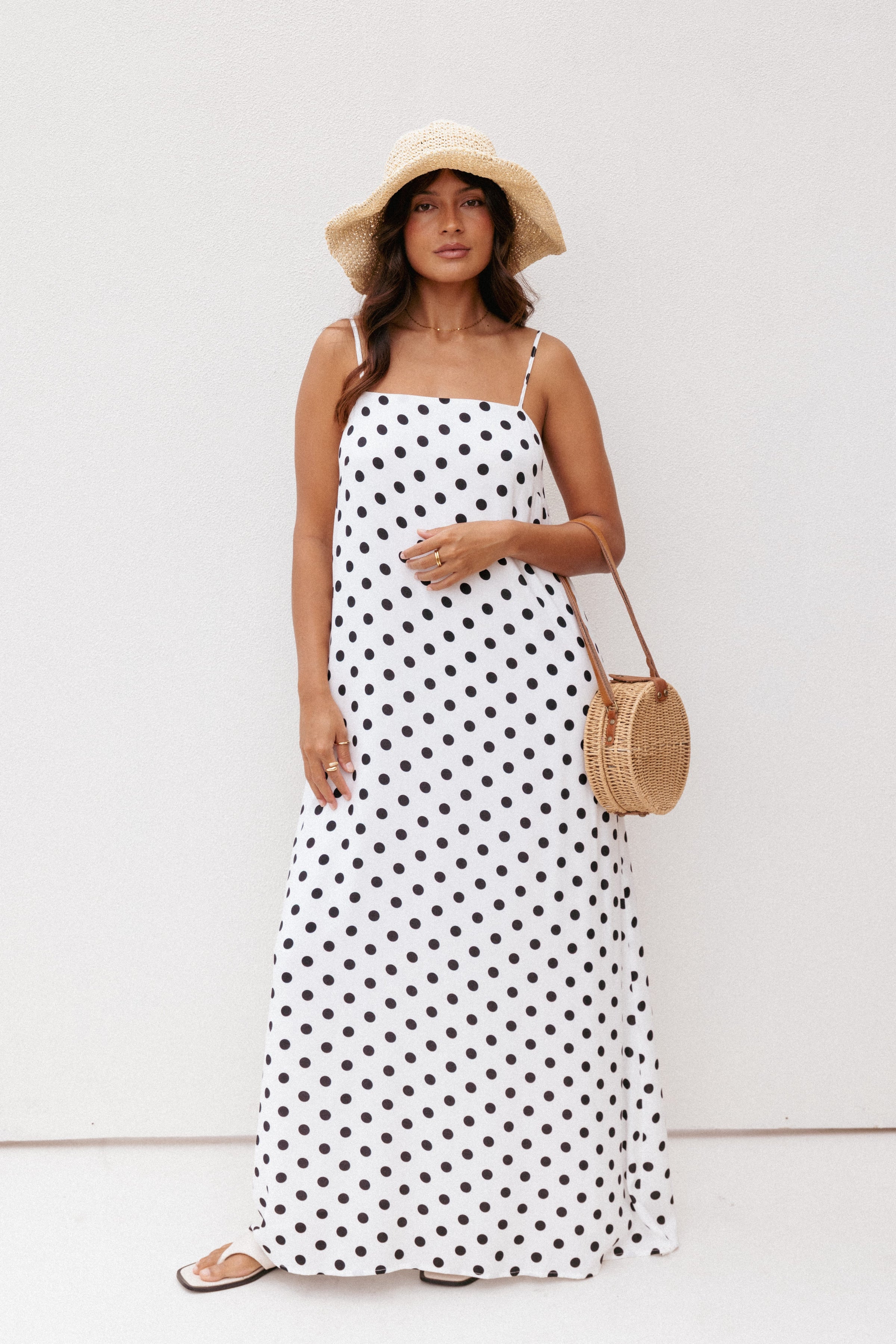 Petal and Pup USA DRESSES Virgo Maxi Dress - White Polka Dot