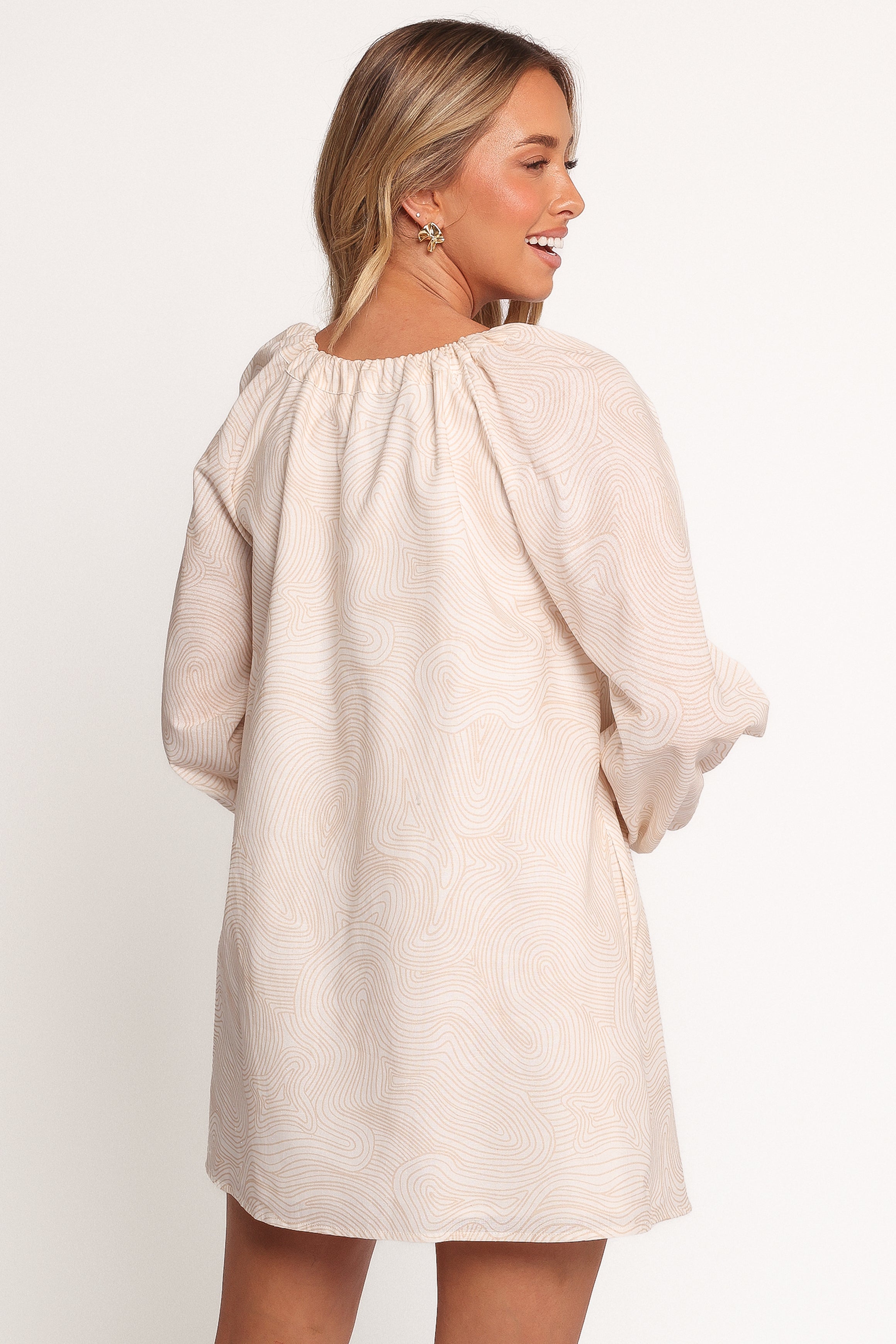 Petal and Pup USA DRESSES Walker Smock Mini Dress - Tan Swirl
