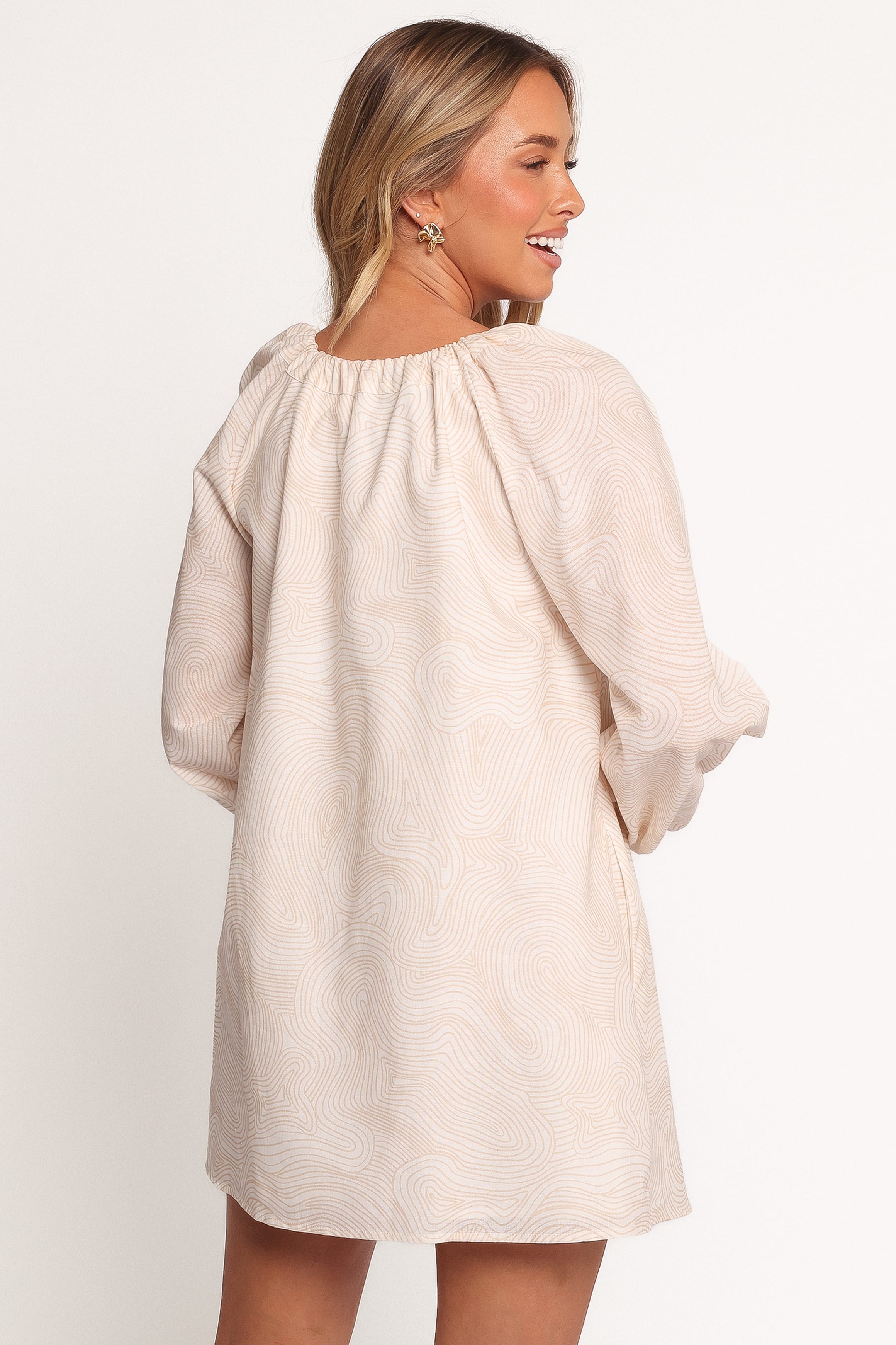 Petal and Pup USA DRESSES Walker Smock Mini Dress - Tan Swirl