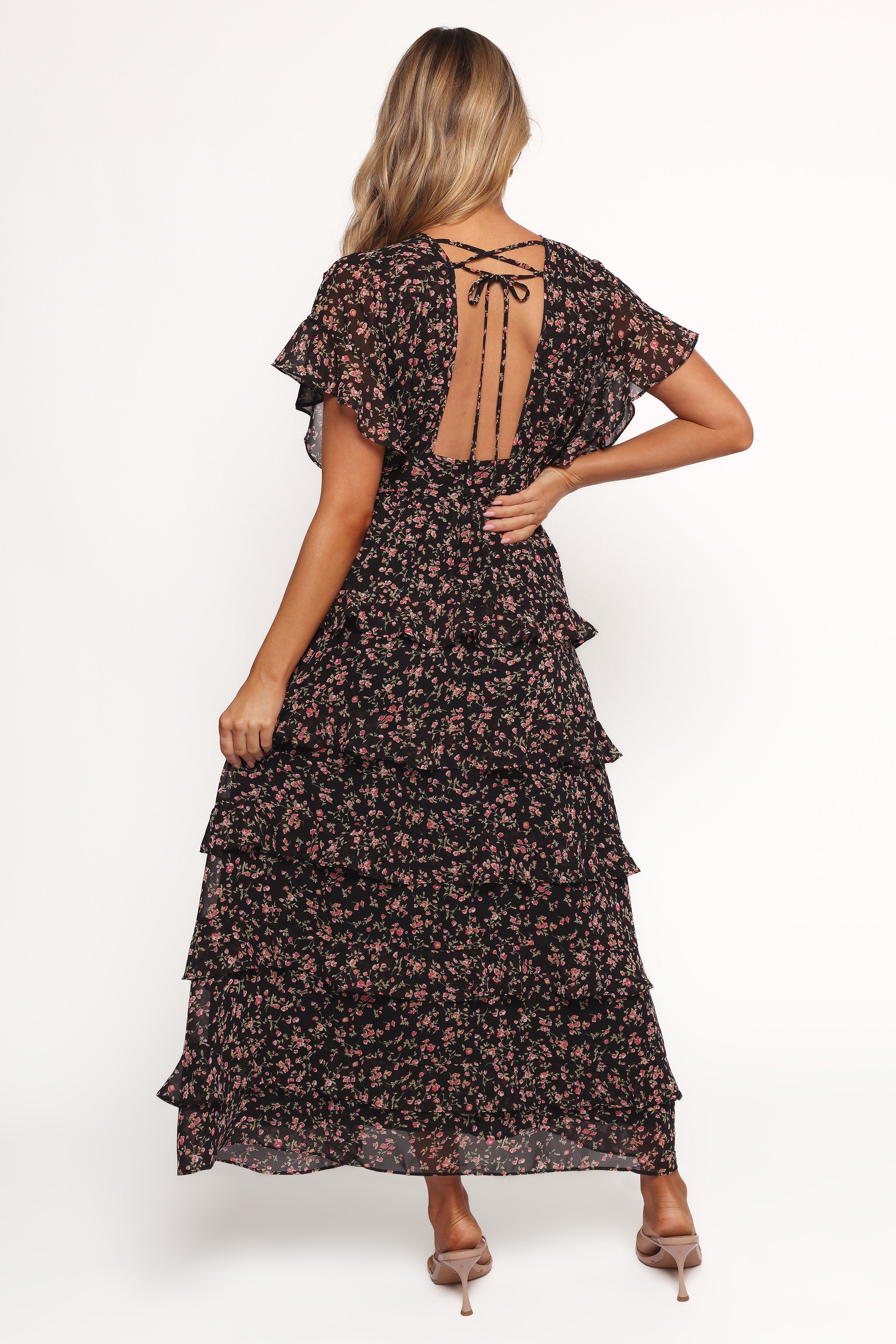 Petal and Pup USA DRESSES Wendi Ruffle Dress - Black Floral