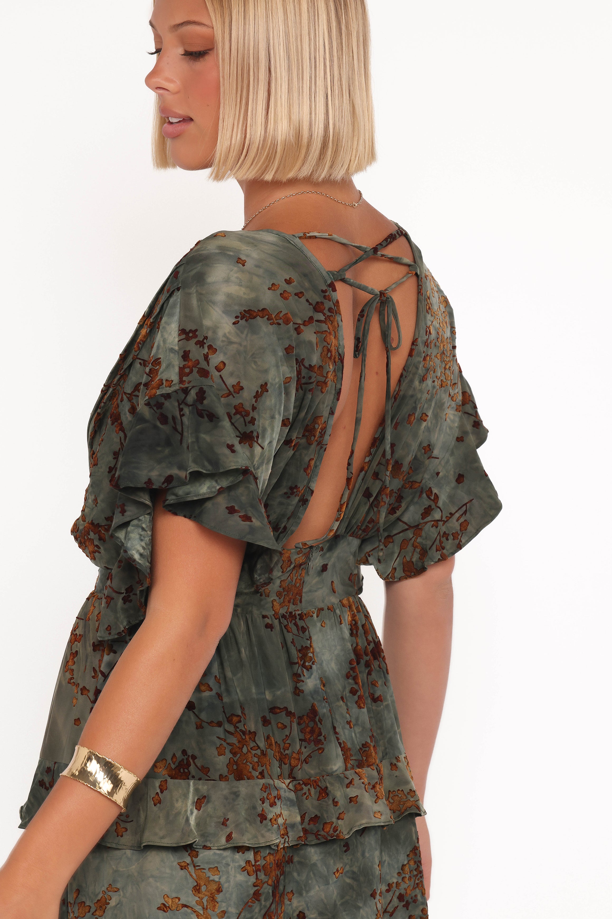 Petal and Pup USA DRESSES Wendi Ruffle Dress - Jade/Brown