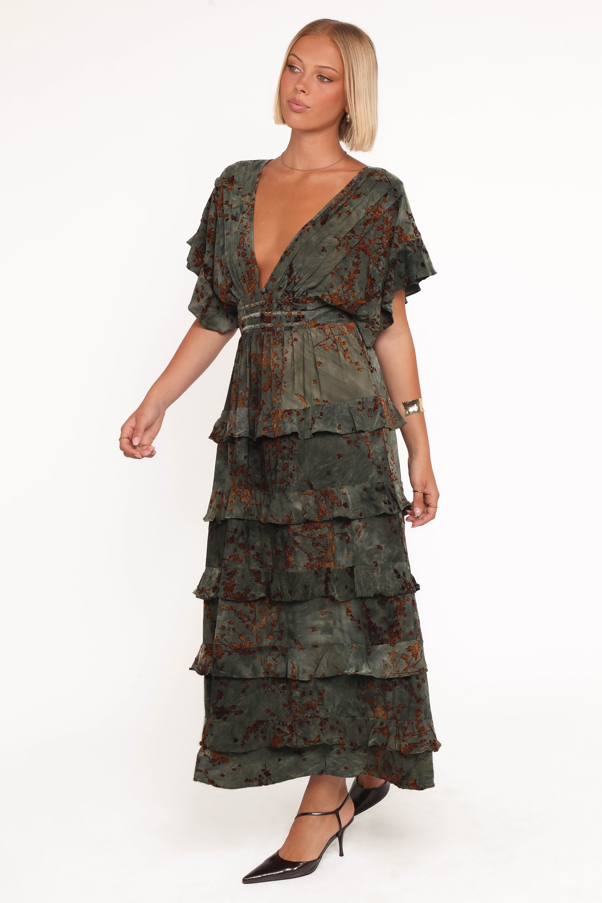 Petal and Pup USA DRESSES Wendi Ruffle Dress - Jade/Brown