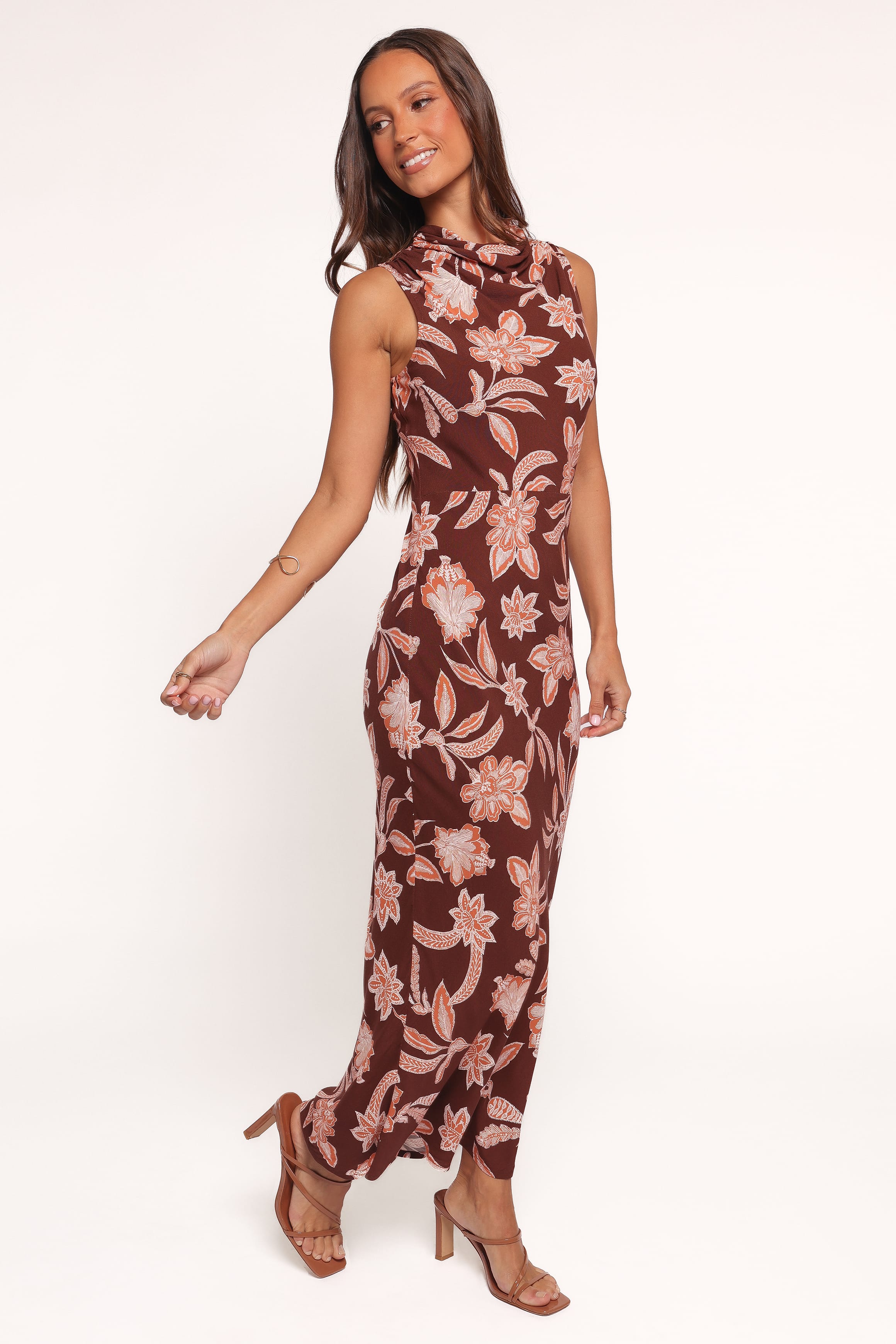 Petal and Pup USA DRESSES Wheeler Midi Dress - Orange Floral