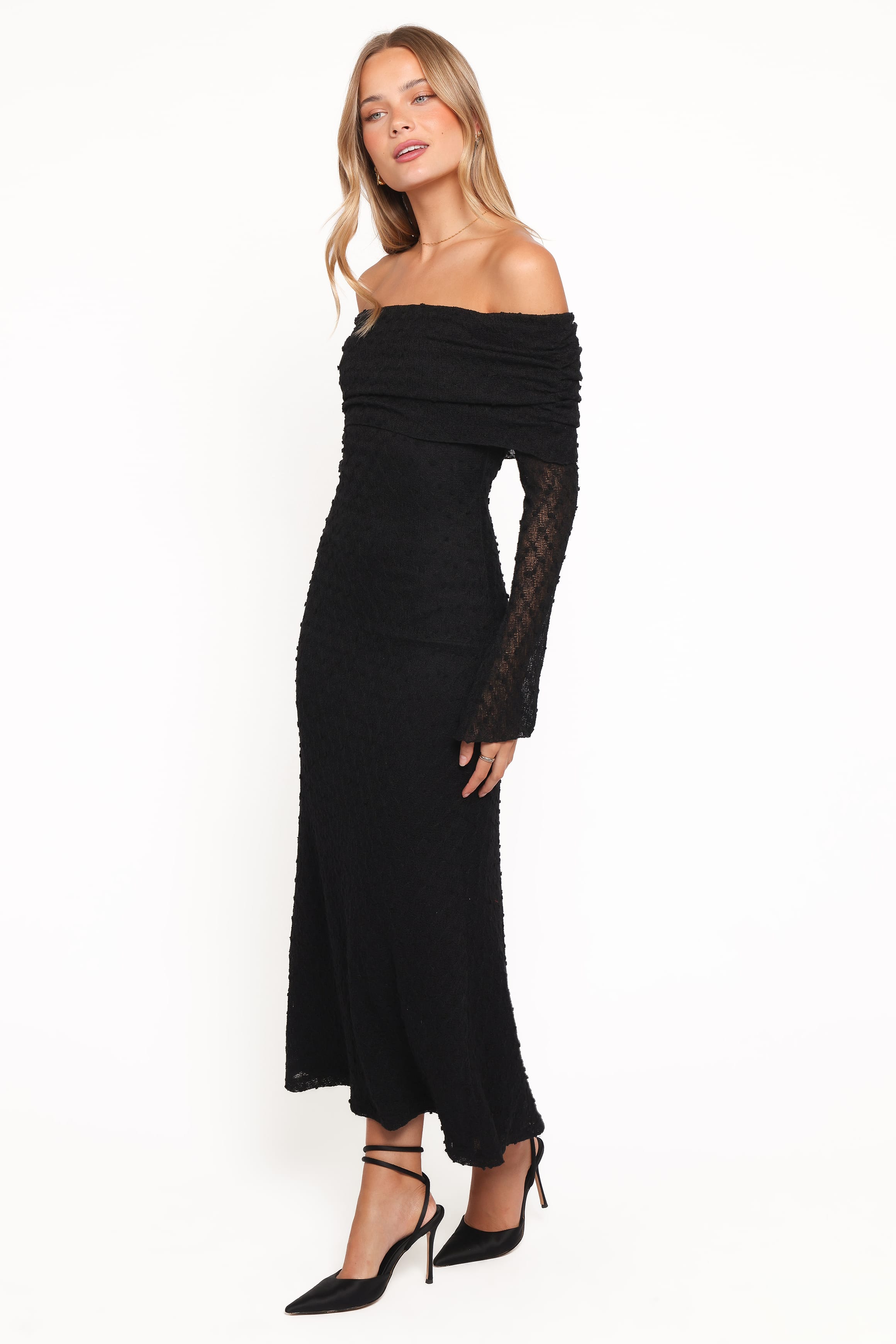 Petal and Pup USA DRESSES Wilma Off Shoulder Dress - Black