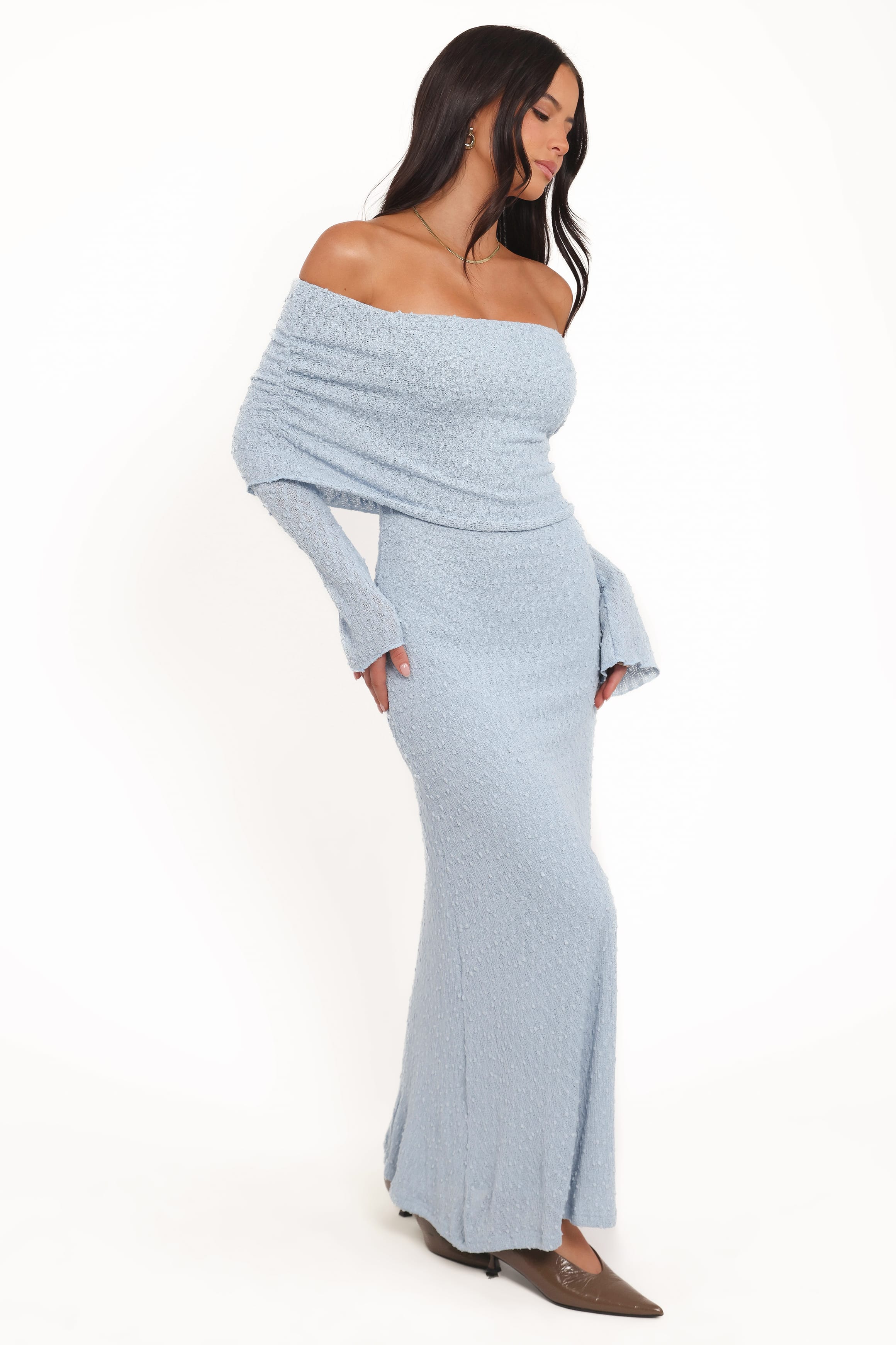 Petal and Pup USA DRESSES Wilma Off Shoulder Dress - Blue