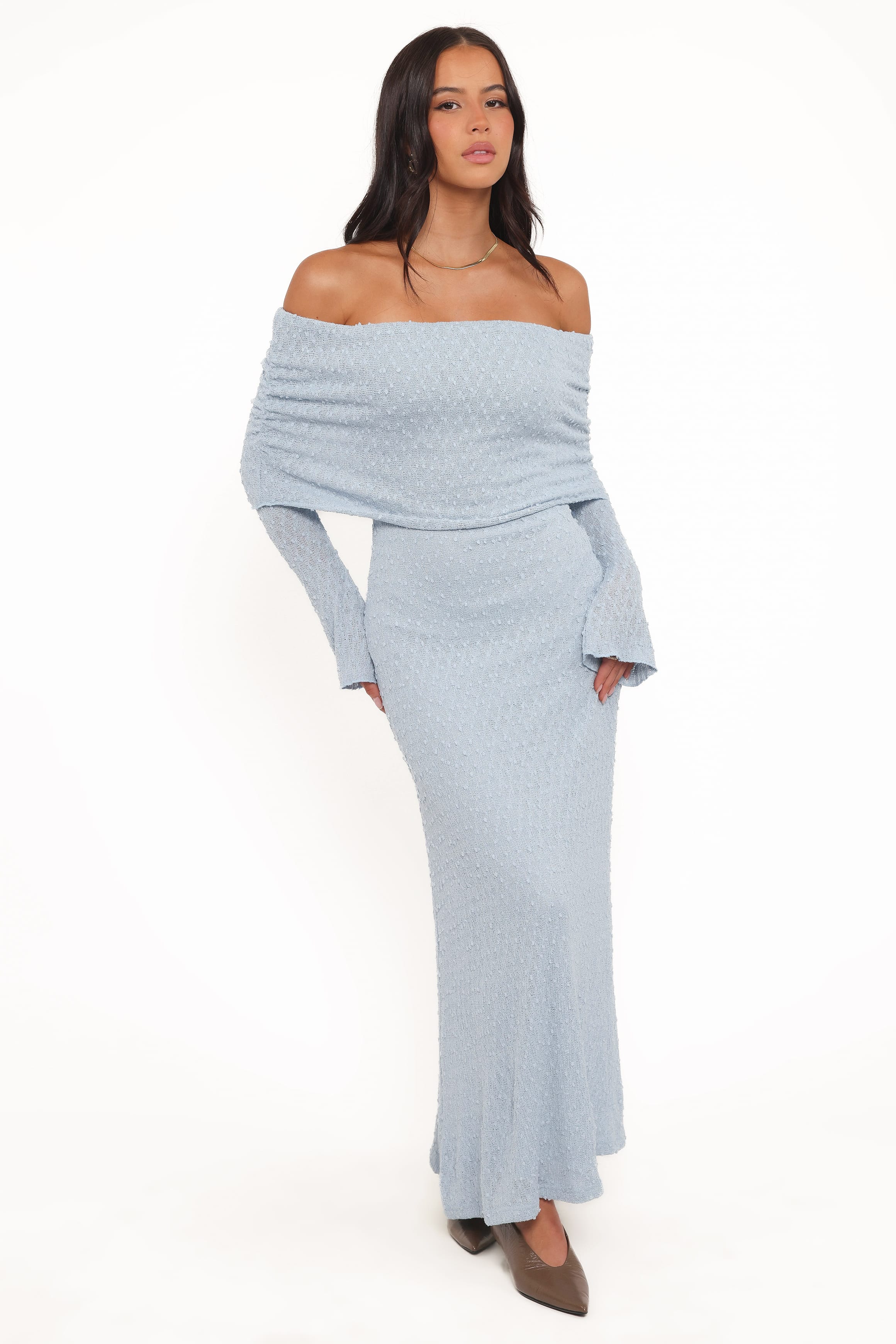 Petal and Pup USA DRESSES Wilma Off Shoulder Dress - Blue