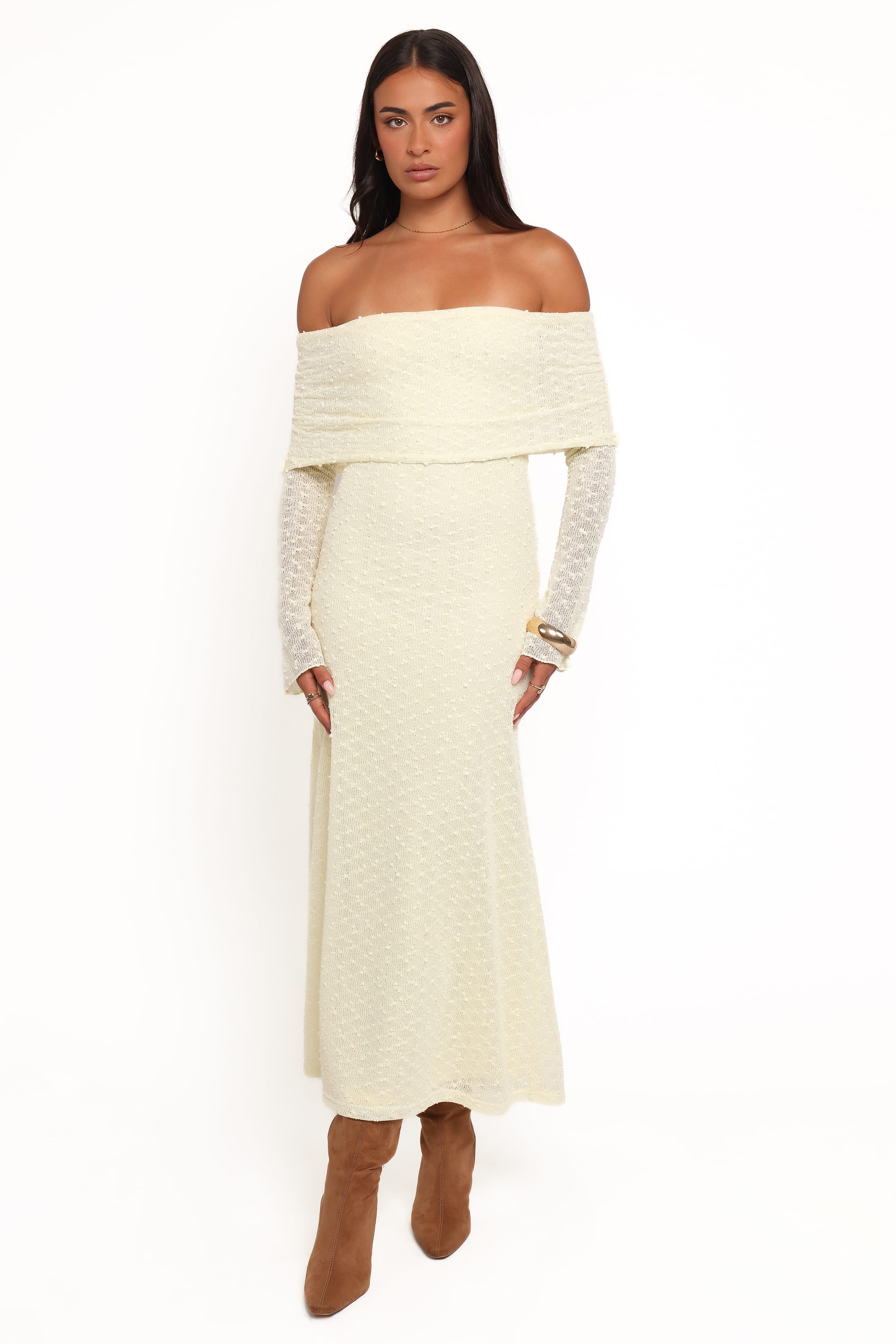 Petal and Pup USA DRESSES Wilma Off Shoulder Dress - Butter Yellow
