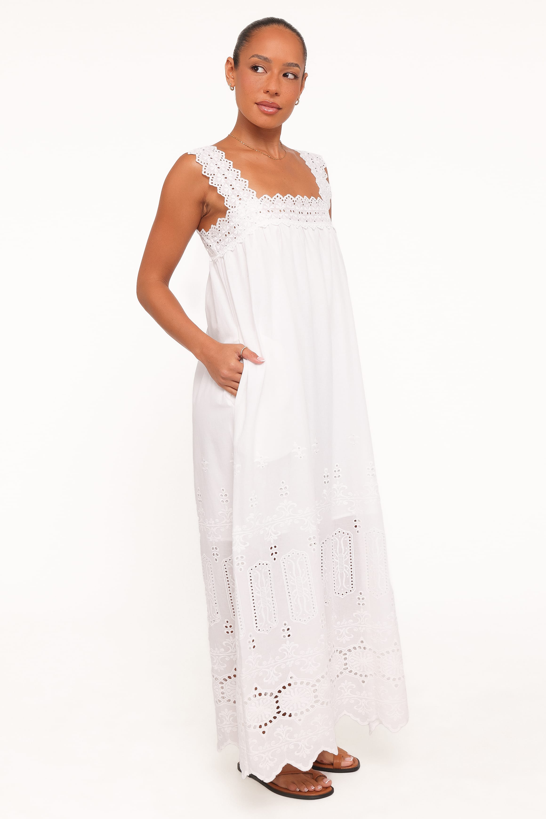 Petal and Pup USA DRESSES Winora Midi Dress - White Broderie