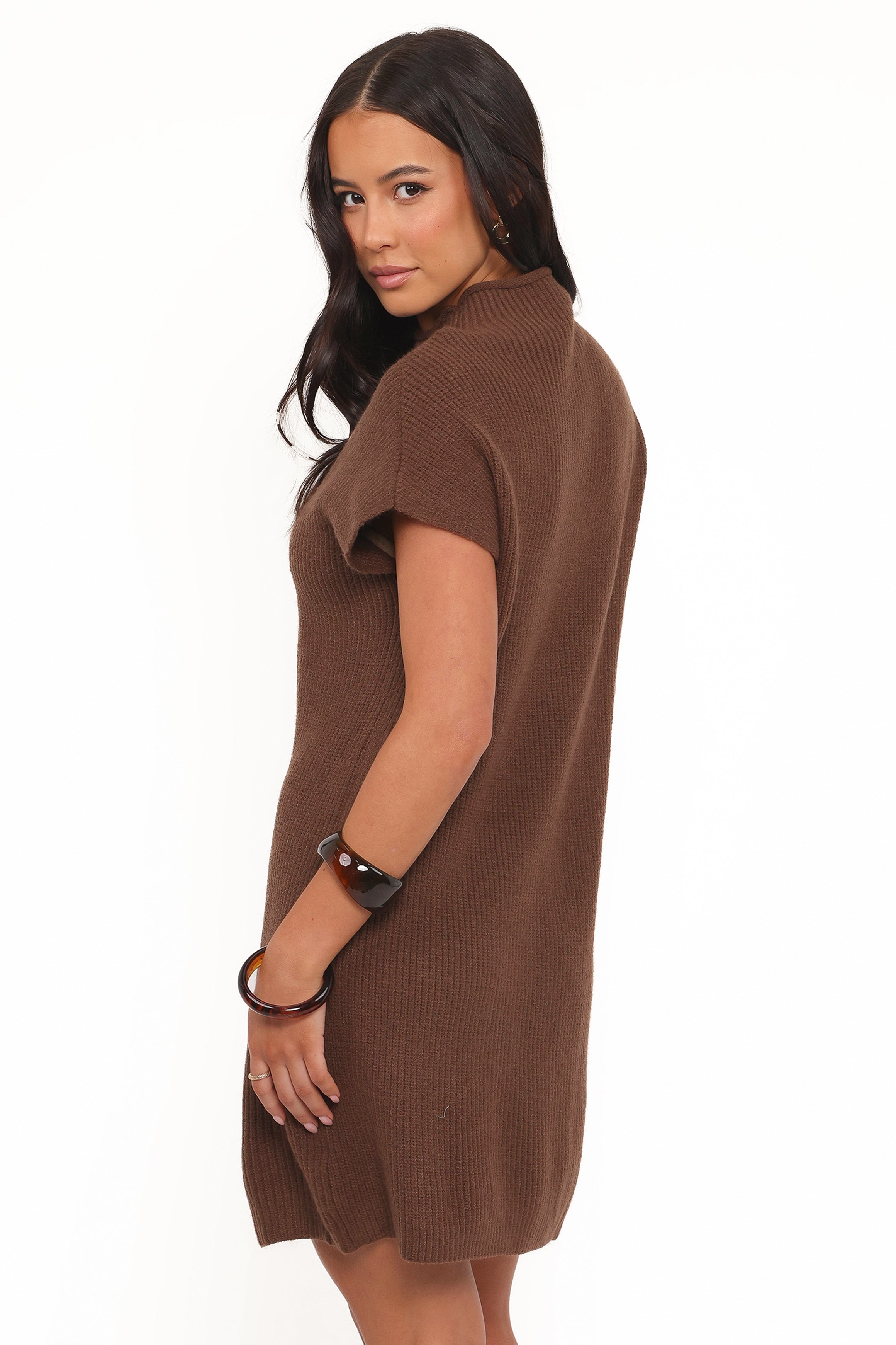 Petal and Pup USA DRESSES Wright Knit Mini Dress - Chocolate Brown